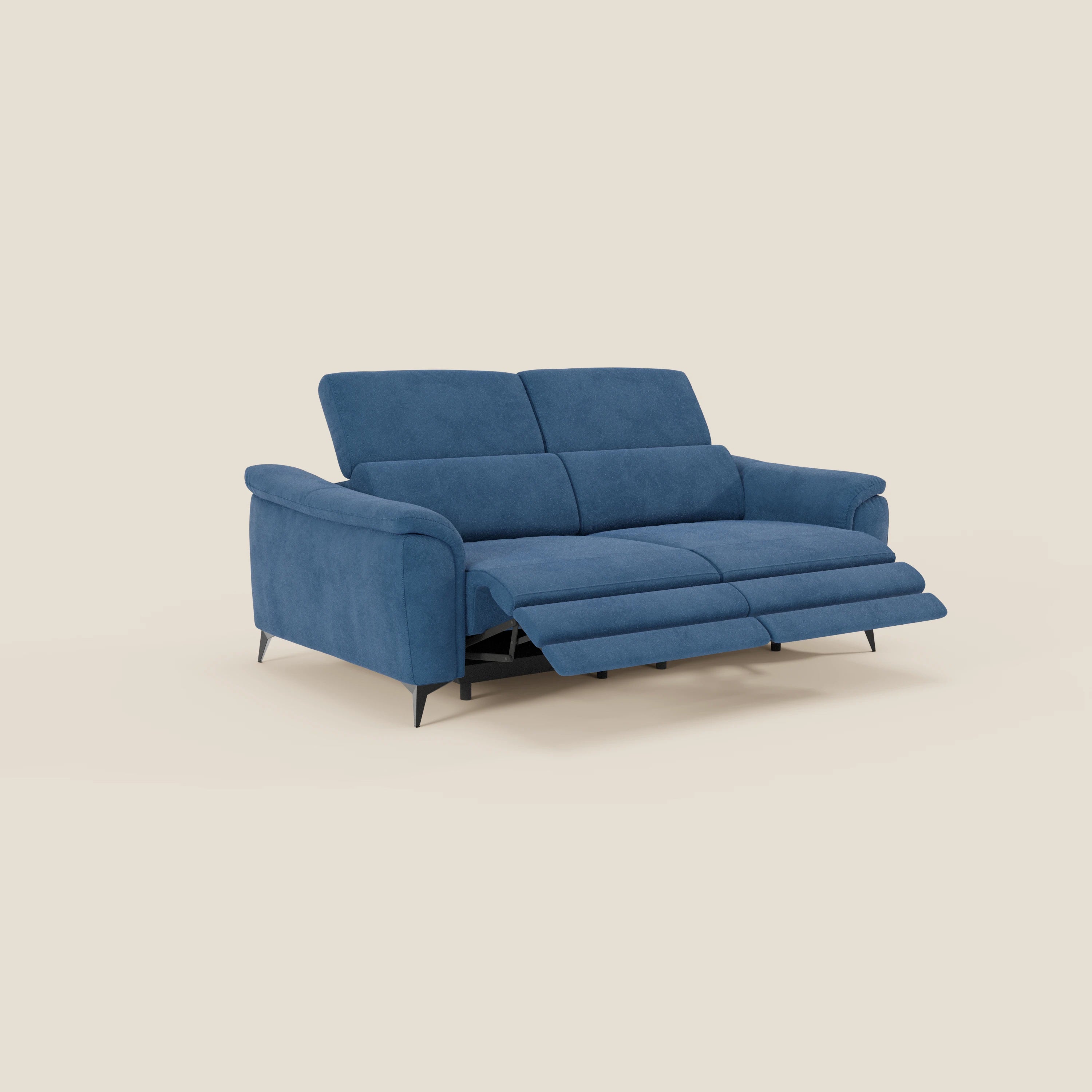 Arcos 3-Sitzer-Sofa – hohe Füße und verstellbare Kopfstützen aus wasserabweisender Mikrofaser T11 blau