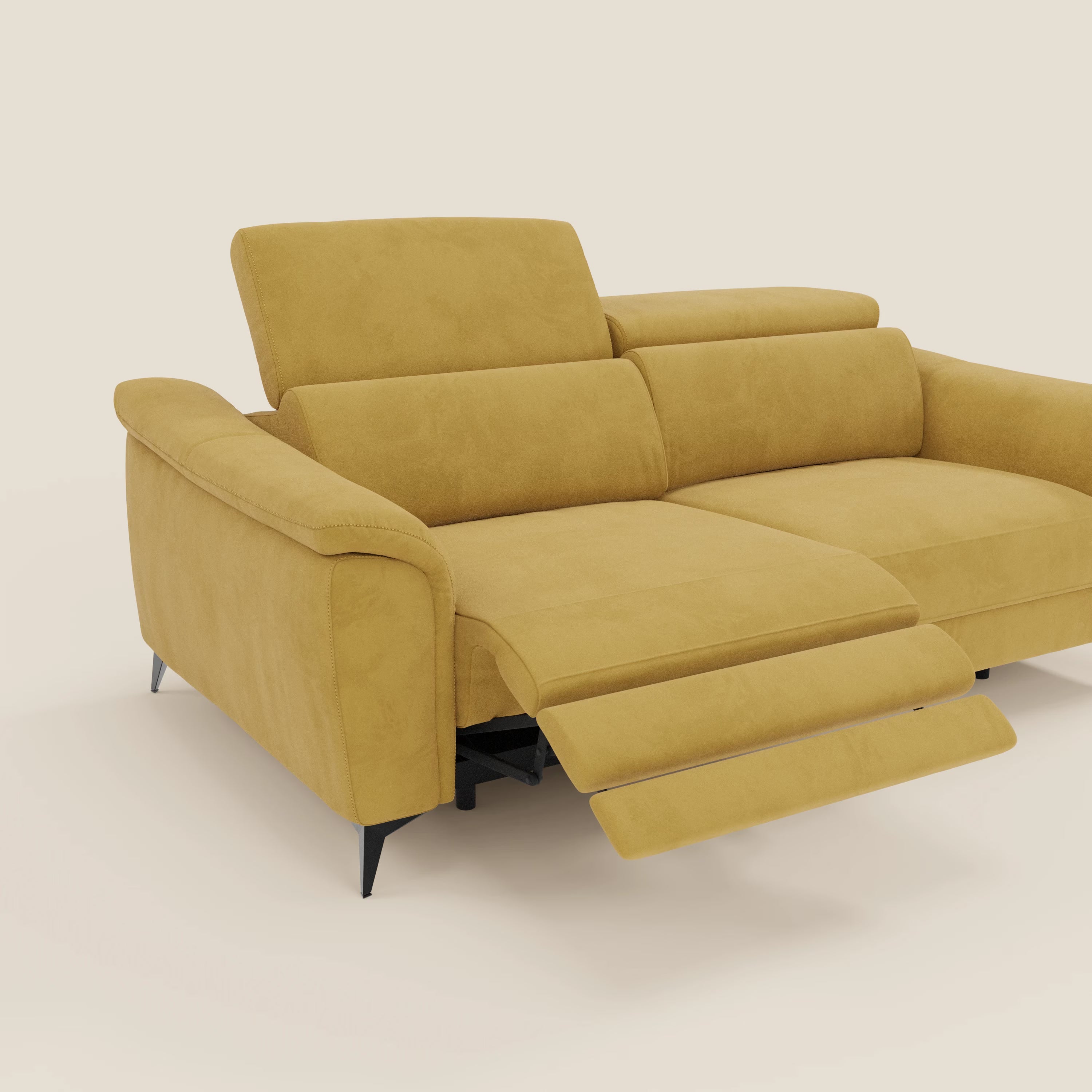 Arcos 3-Sitzer-Sofa – hohe Füße und verstellbare Kopfstützen aus wasserabweisender Mikrofaser T11 gelb