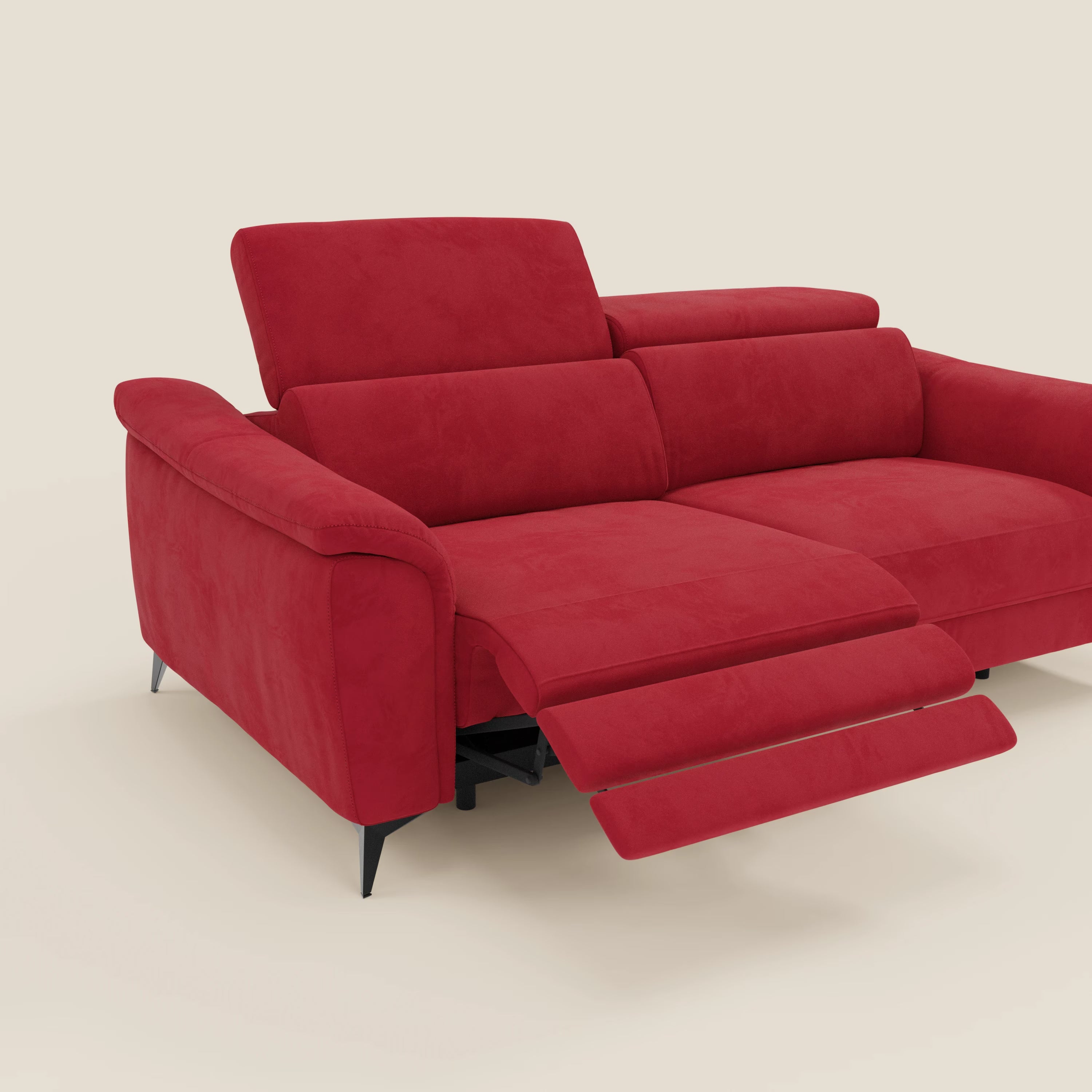 Arcos 3-Sitzer-Sofa – hohe Füße und verstellbare Kopfstützen aus wasserabweisender Mikrofaser T11 rot