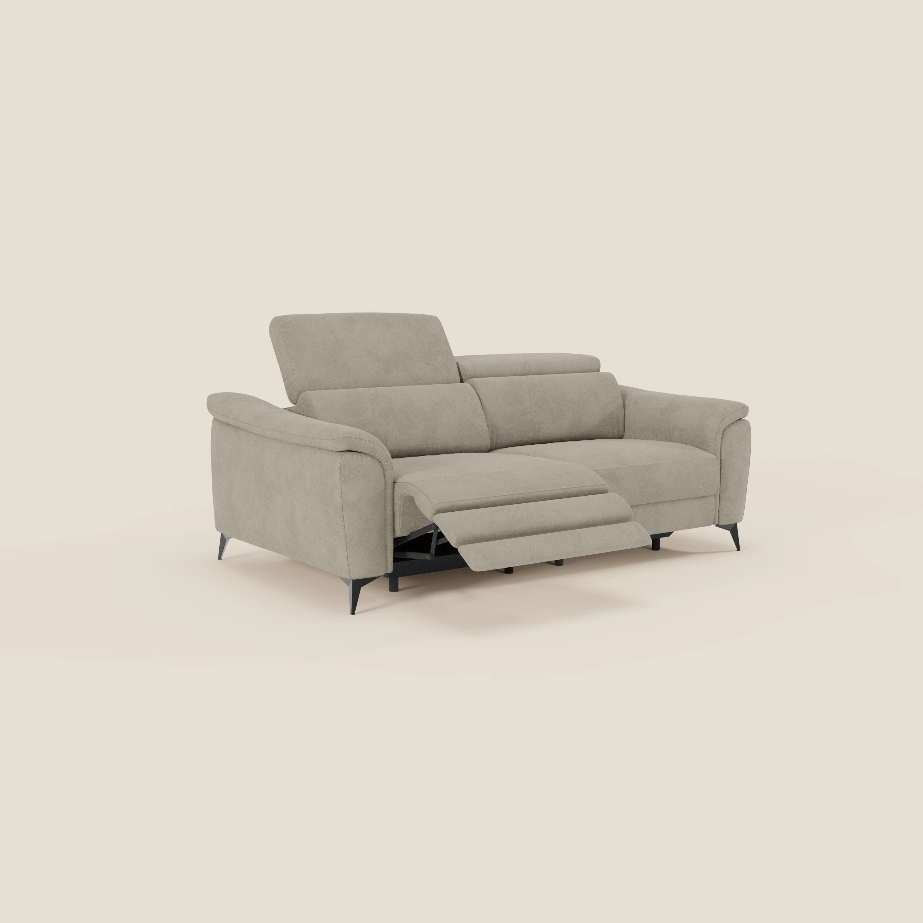 Arcos 3-Sitzer-Sofa – hohe Füße und verstellbare Kopfstützen aus wasserabweisender Mikrofaser T11 graubeige