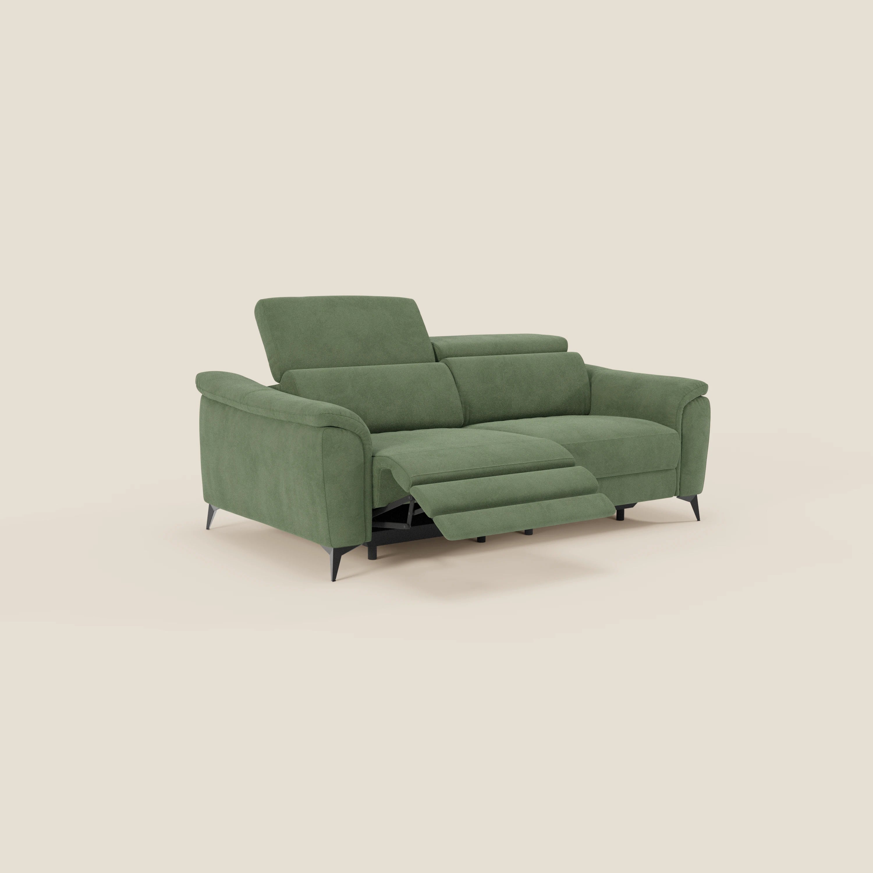 Arcos 3-Sitzer-Sofa – hohe Füße und verstellbare Kopfstützen aus wasserabweisender Mikrofaser T11 grün