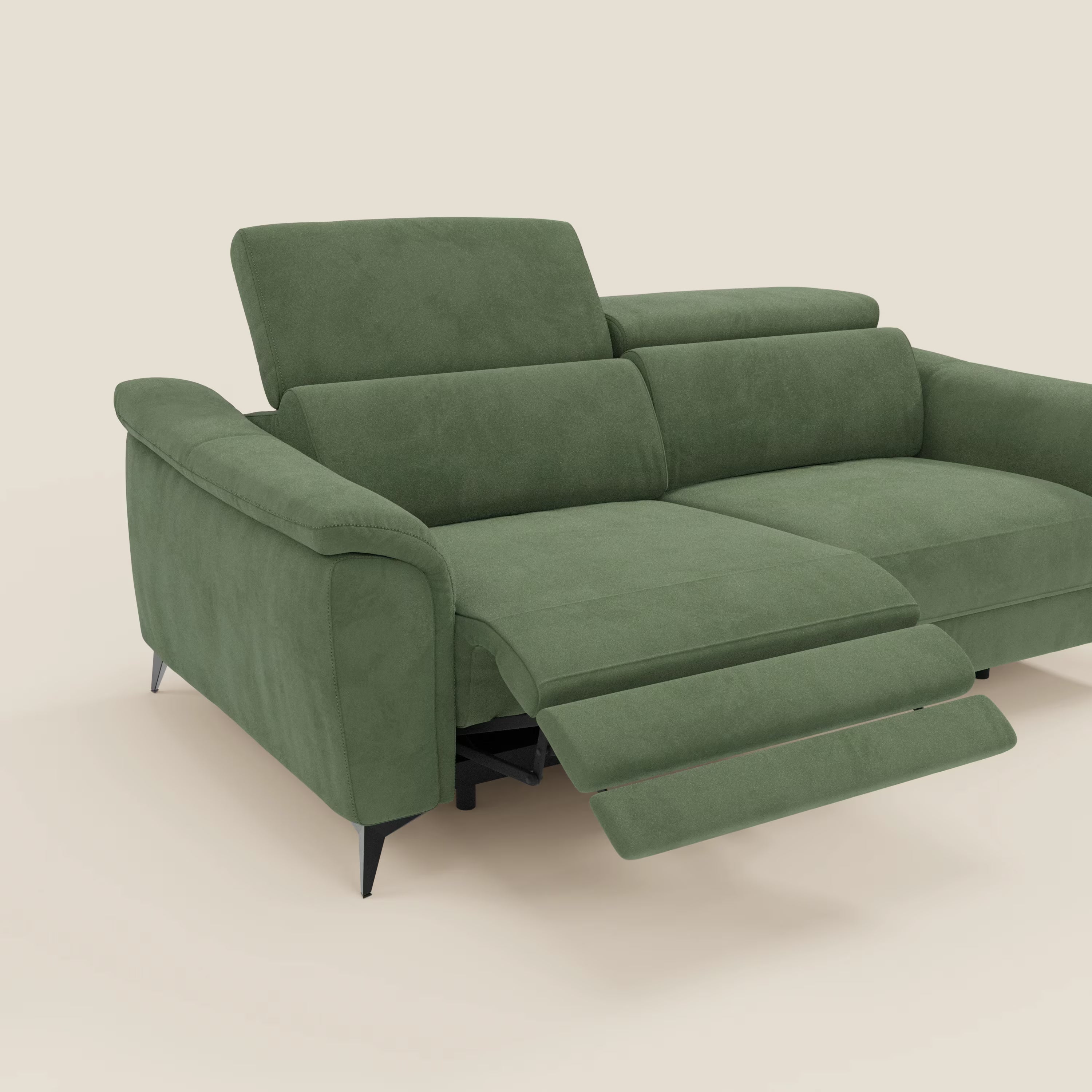 Arcos 3-Sitzer-Sofa – hohe Füße und verstellbare Kopfstützen aus wasserabweisender Mikrofaser T11 grün