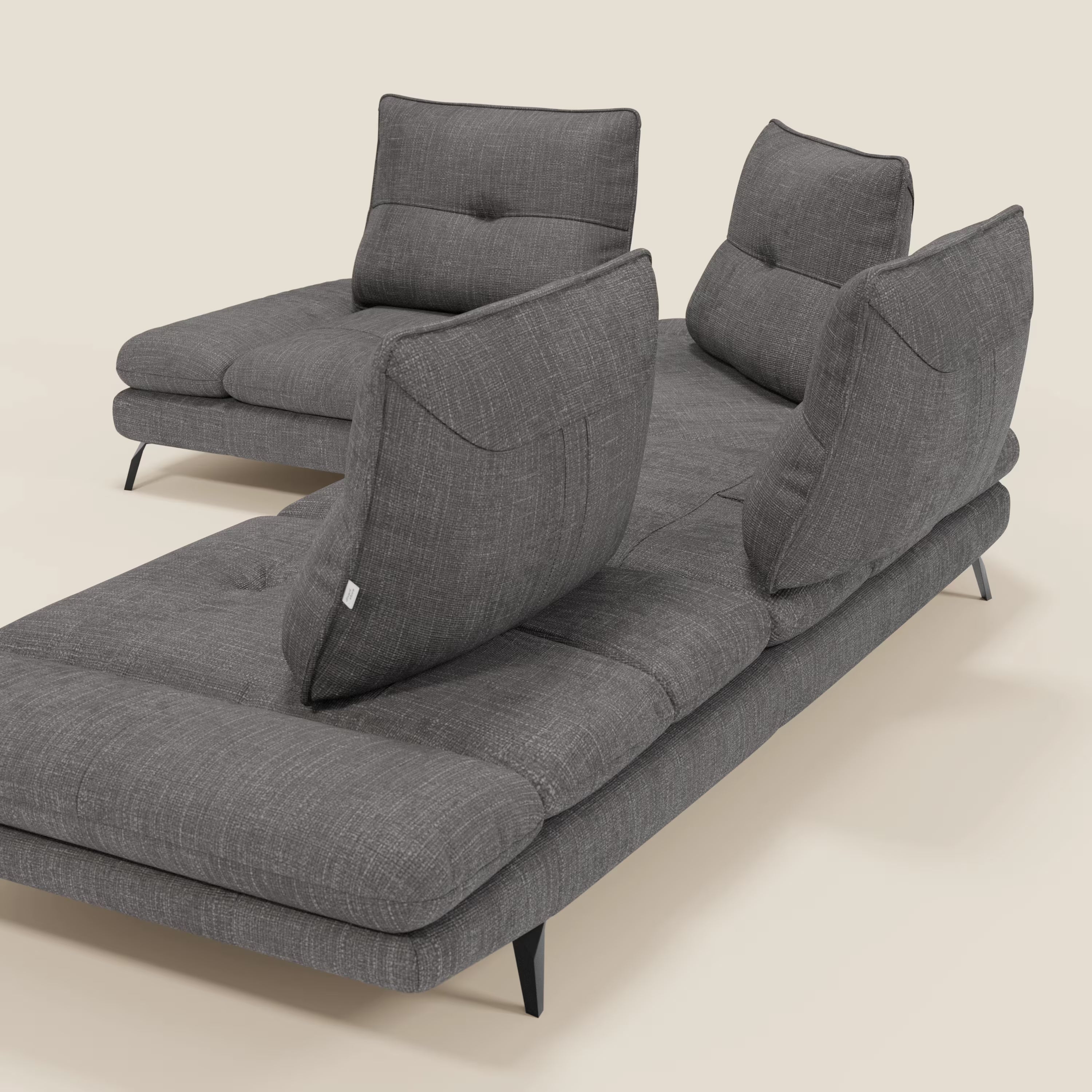 Ardex Ecksofa – verschiebbare Rückenlehnen und verstellbare Armlehnen aus elegantem, wasserfestem Stoff T06 anthrazit