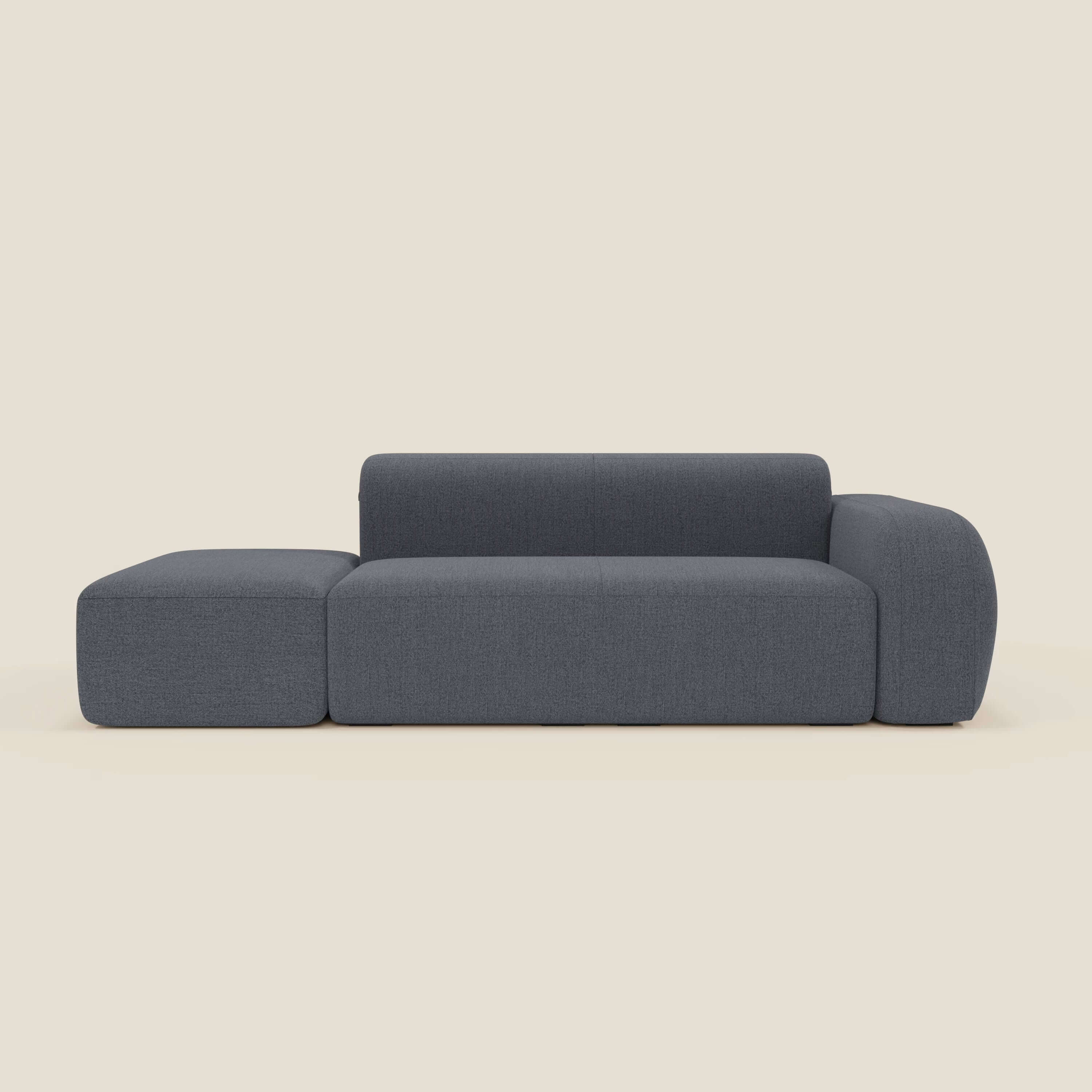 BonBon Modulares Sofa – Komposition mit Endhocker aus abwaschbarem Stoff T23 graphitblau