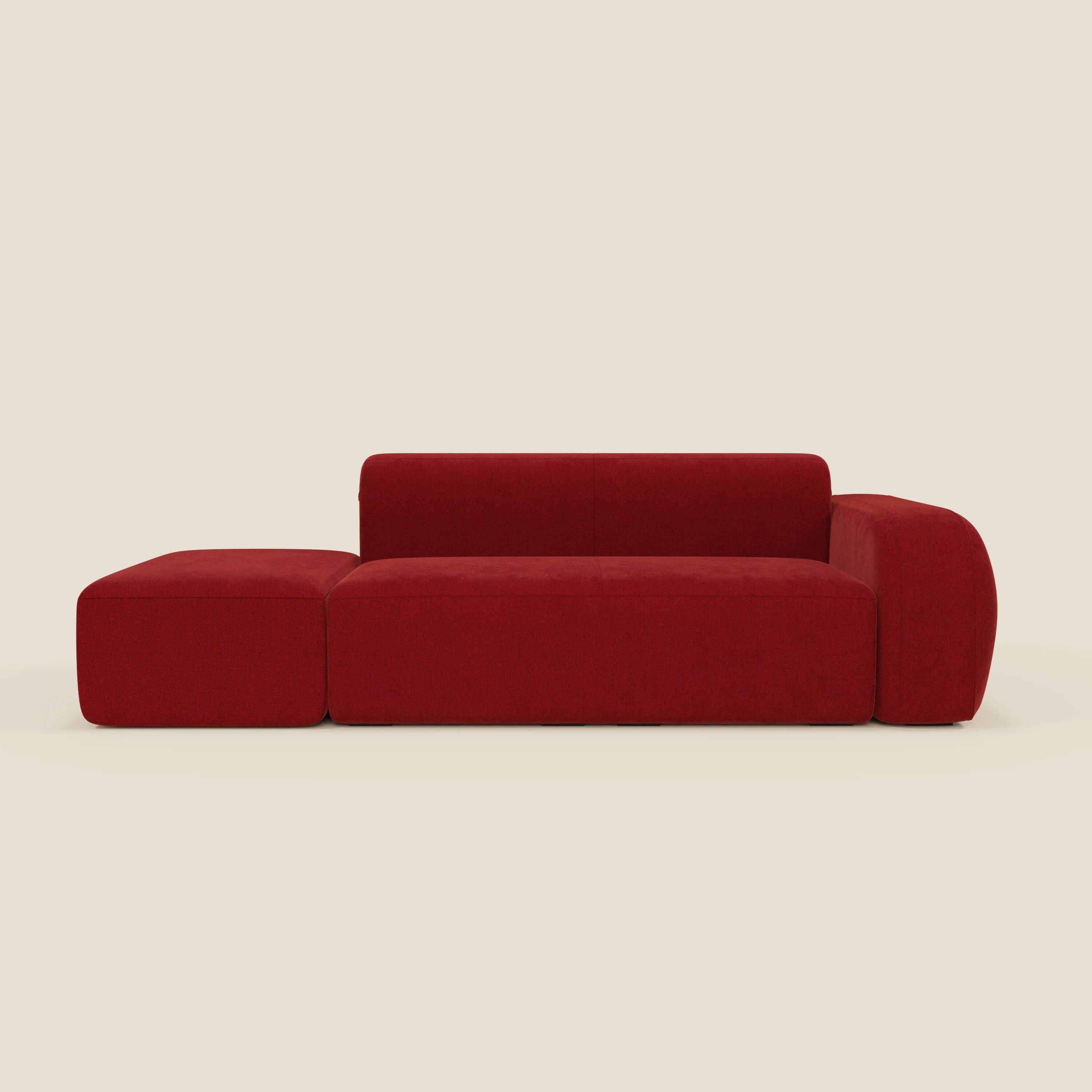BonBon Modulares Sofa – Komposition mit Endhocker aus abwaschbarem Stoff T23 burgunder