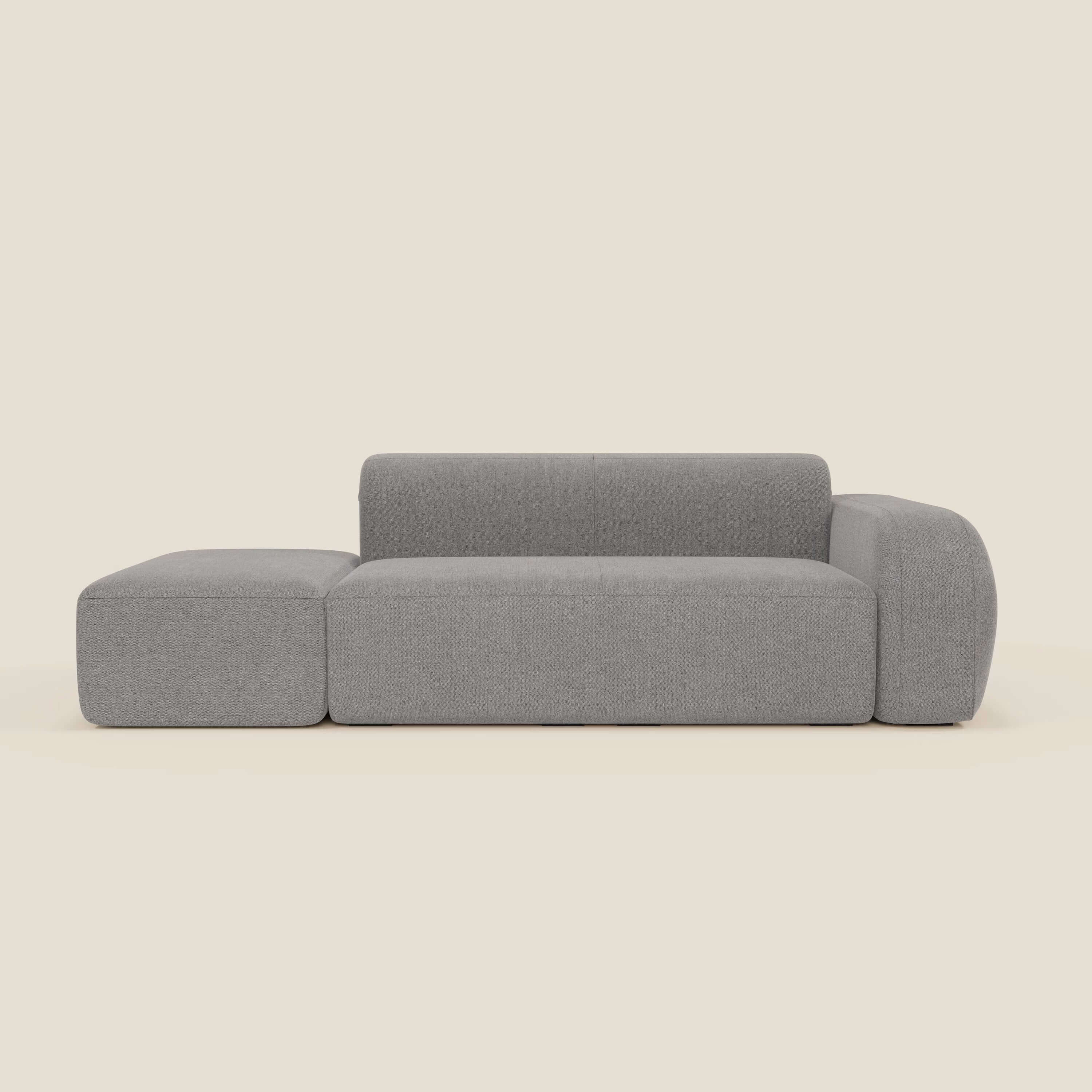 BonBon Modulares Sofa – Komposition mit Endhocker aus abwaschbarem Stoff T23 grau