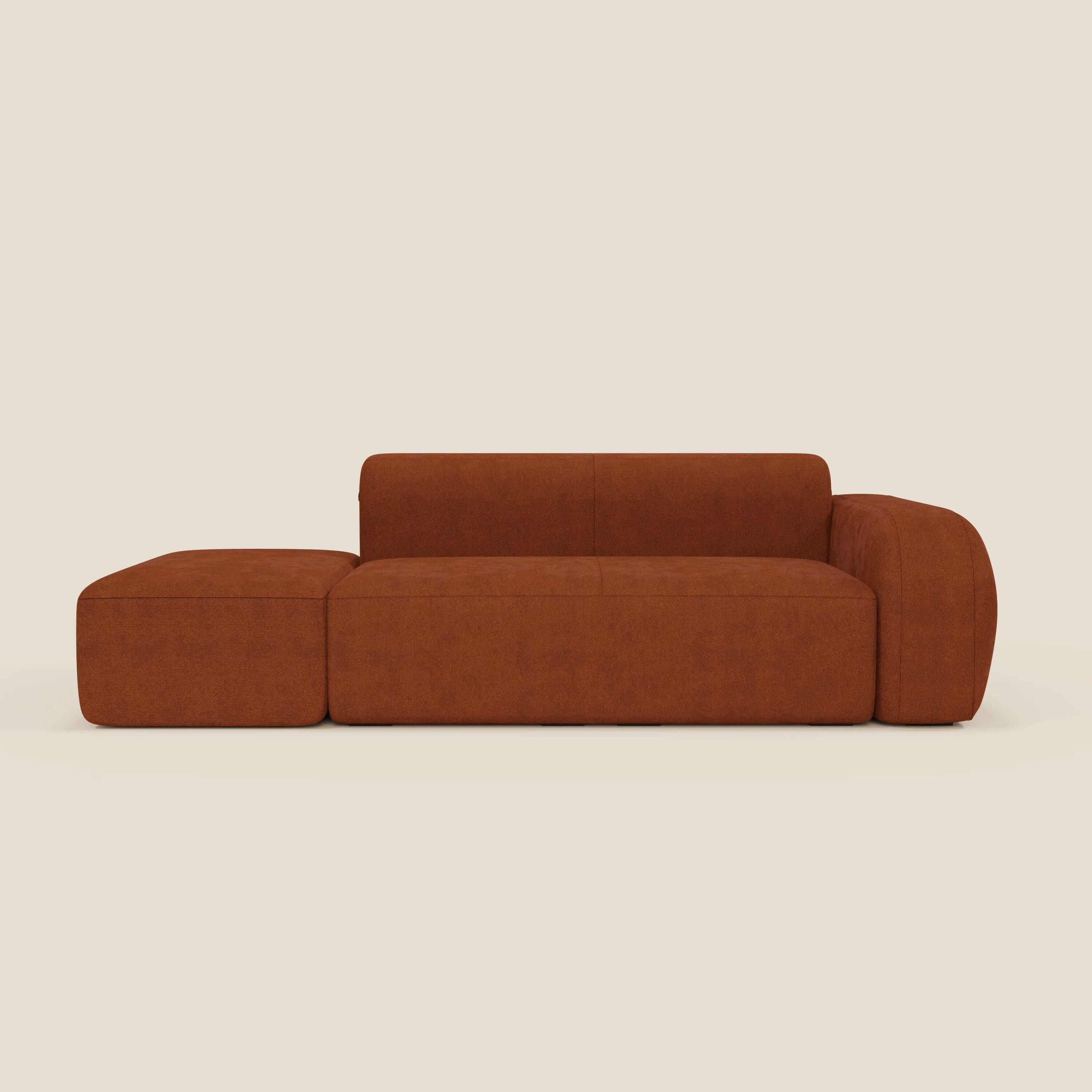 BonBon Modulares Sofa – Komposition mit Endhocker aus abwaschbarem Stoff T23 rostrot
