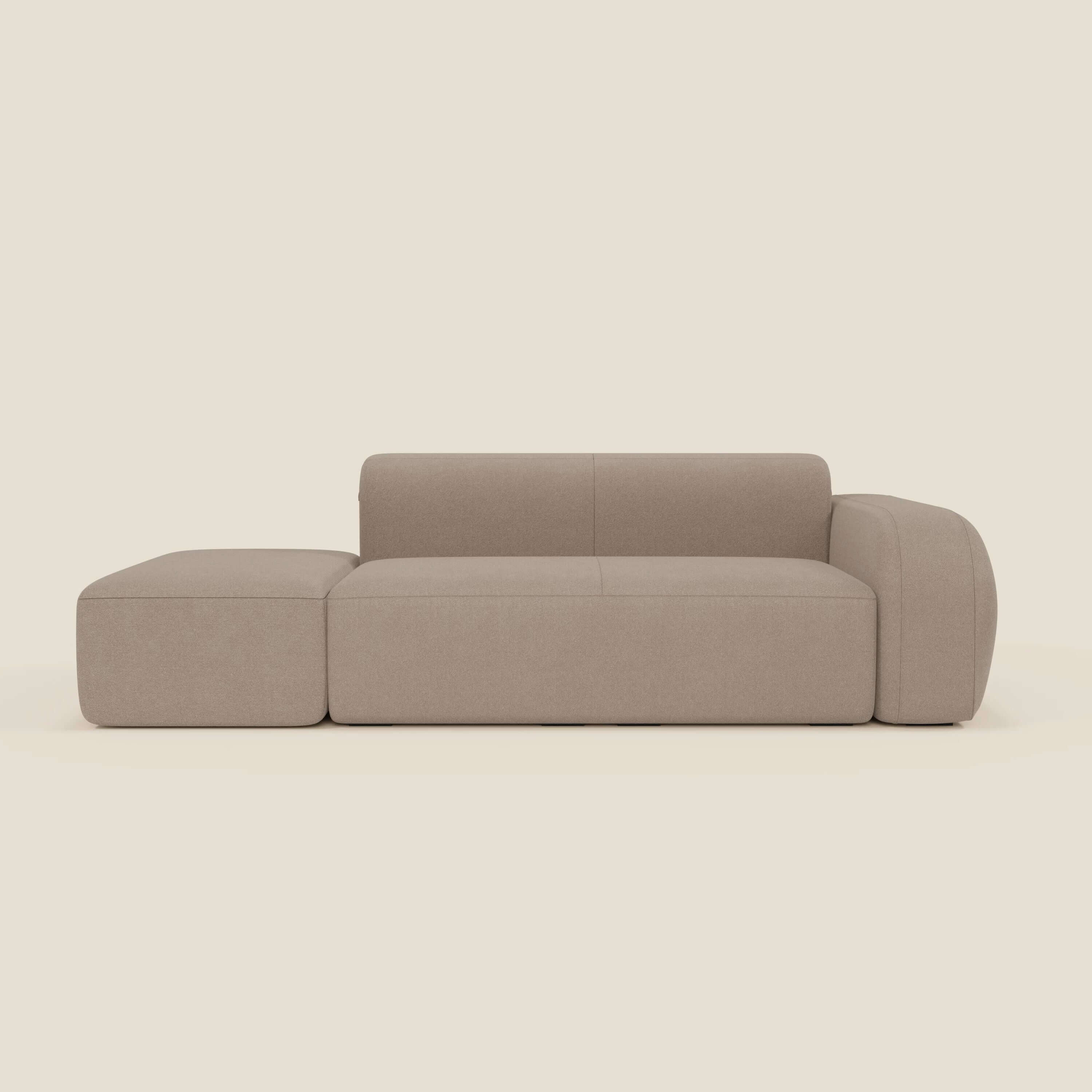 BonBon Modulares Sofa – Komposition mit Endhocker aus abwaschbarem Stoff T23 graubeige