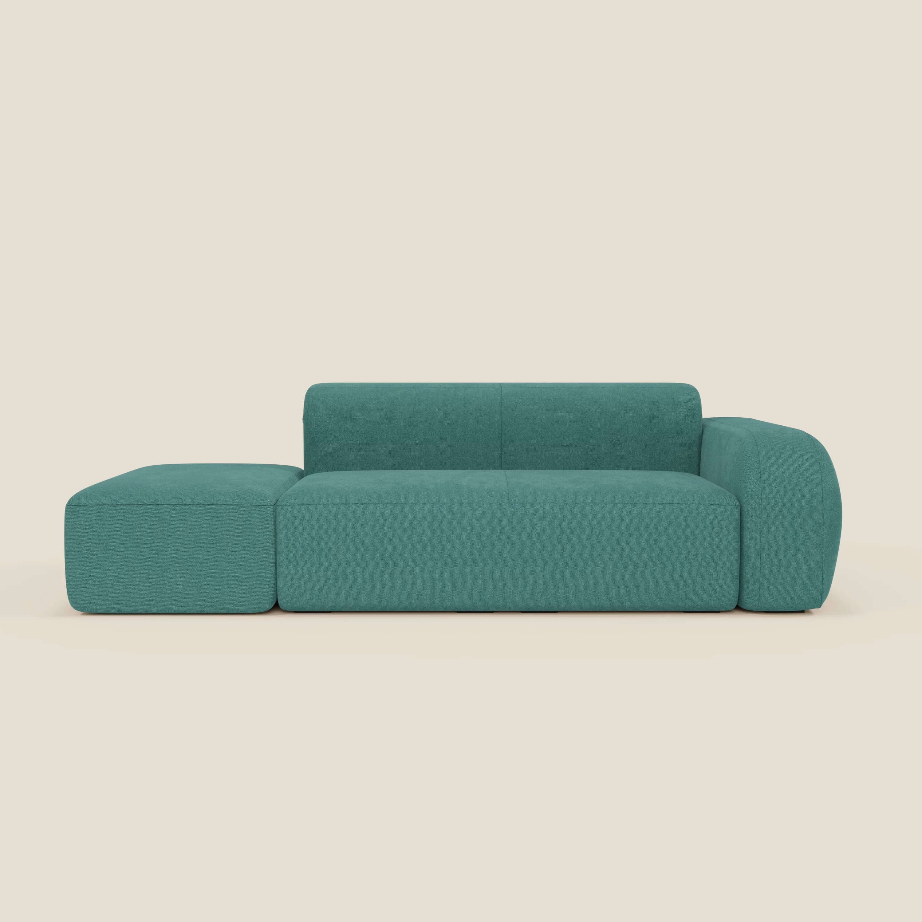 BonBon Modulares Sofa – Komposition mit Endhocker aus abwaschbarem Stoff T23 aquamarin