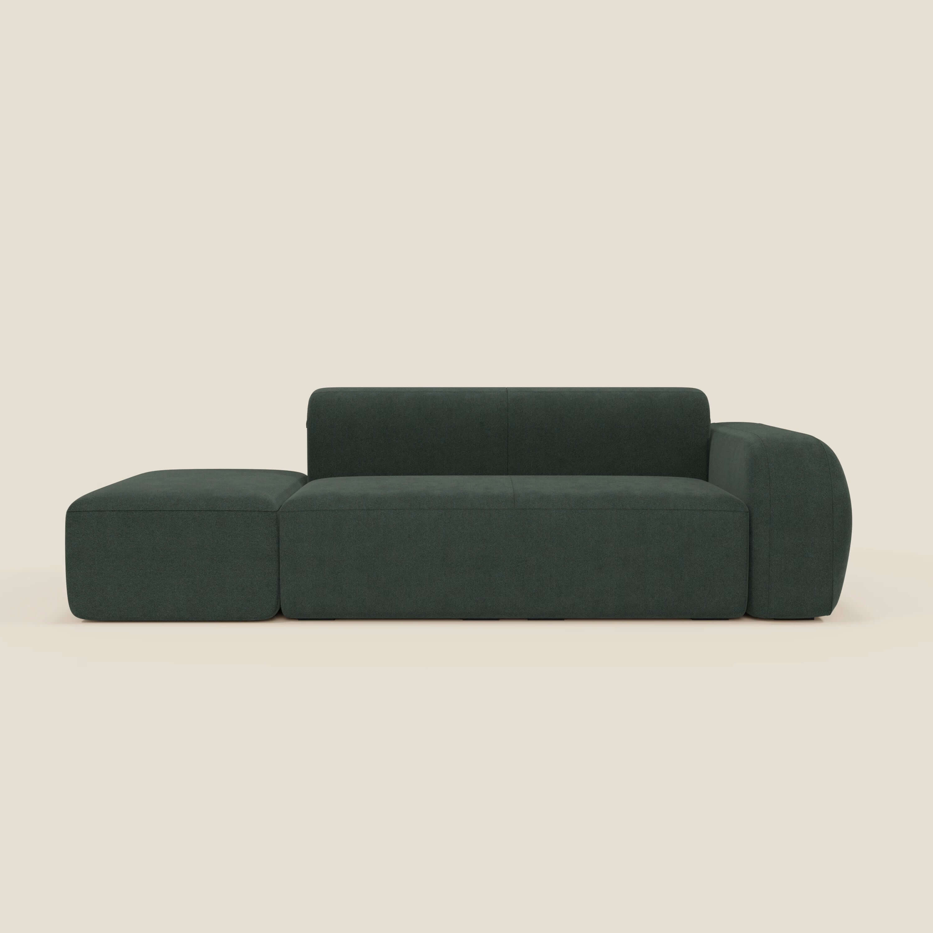BonBon Modulares Sofa – Komposition mit Endhocker aus abwaschbarem Stoff T23 grün