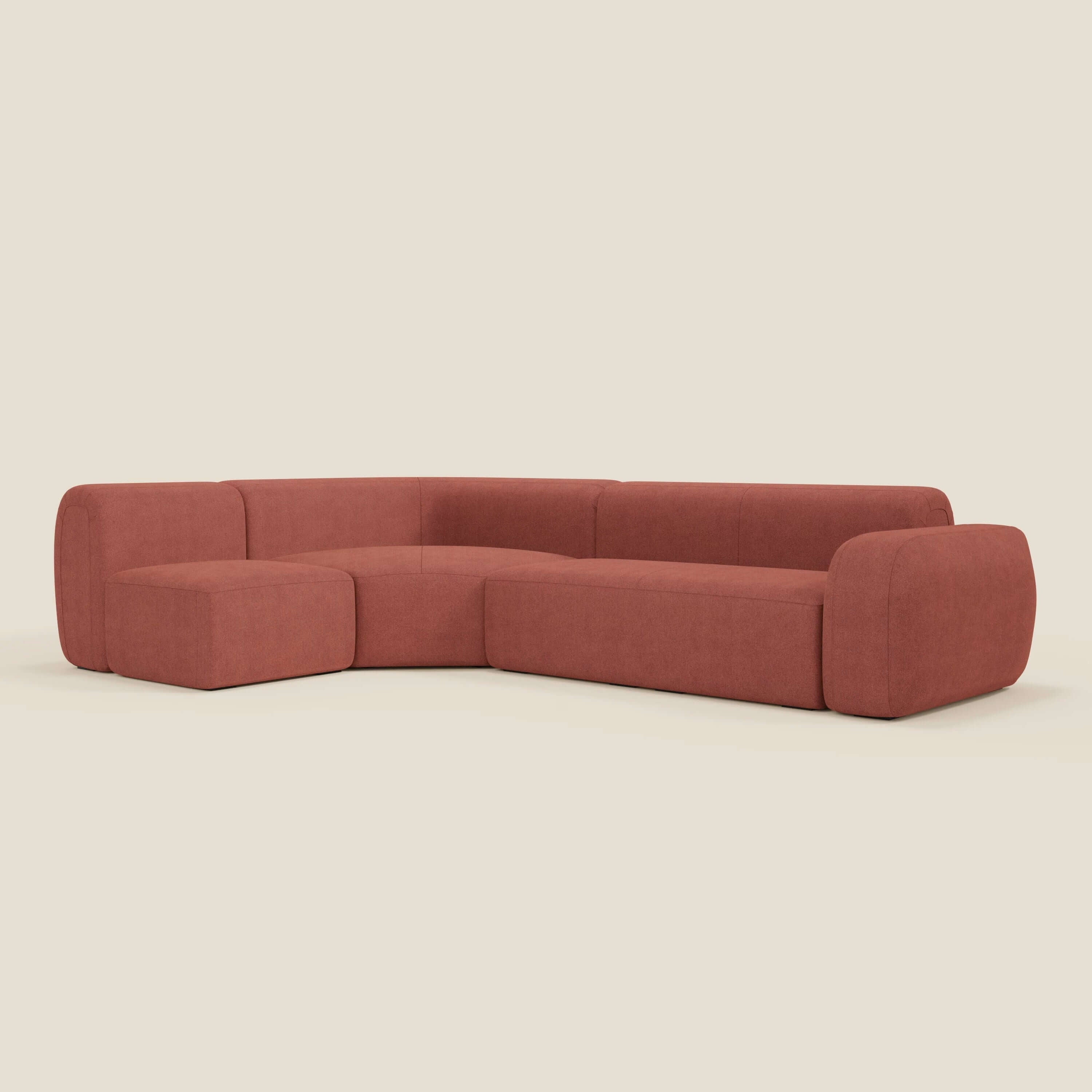 BonBon Ecksofa, modular und kombinierbar – abwaschbarer Stoff T23 kirschrot