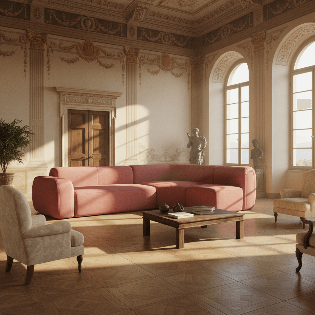 BonBon Ecksofa, modular und kombinierbar – abwaschbarer Stoff T23 kirschrot