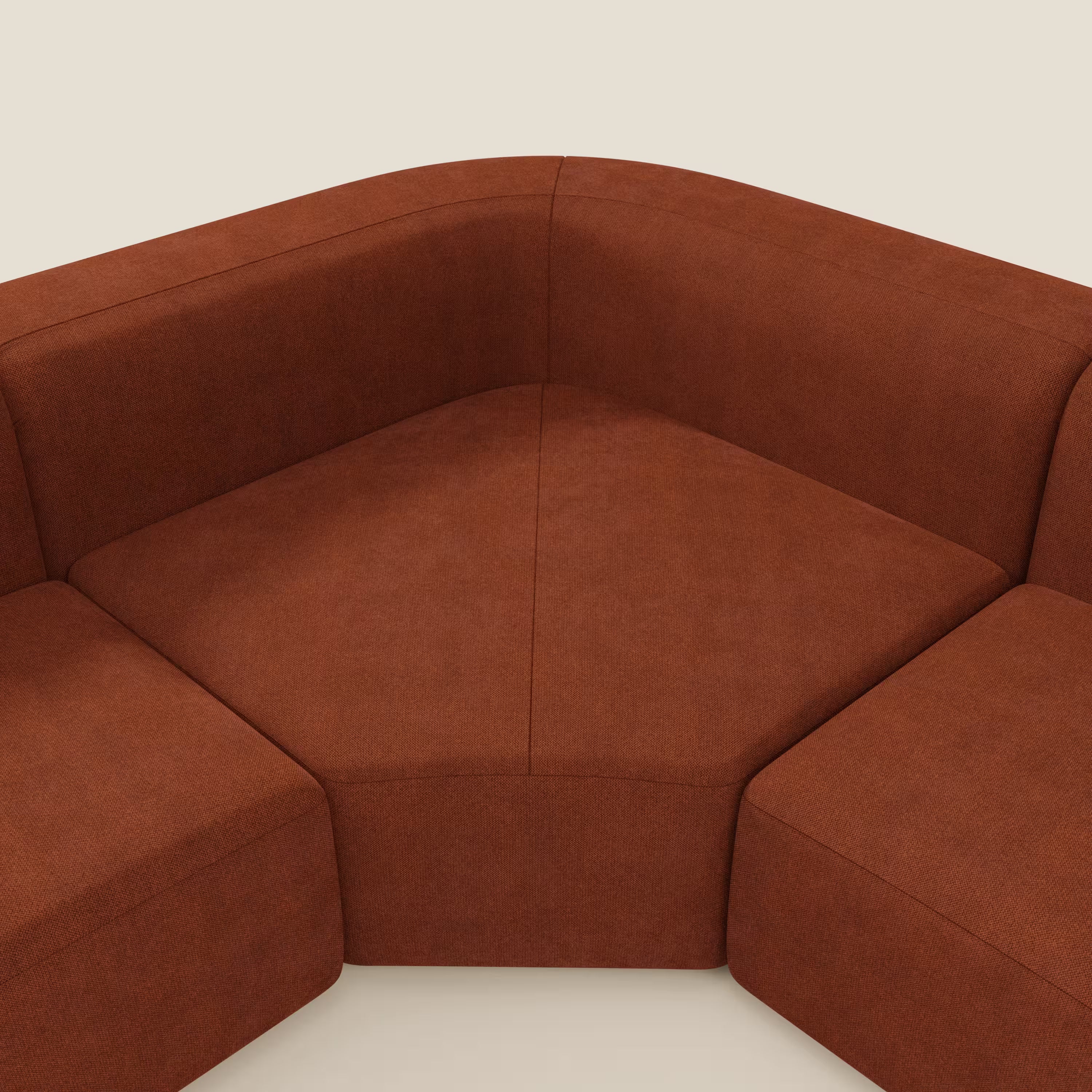 BonBon Ecksofa, modular und kombinierbar – abwaschbarer Stoff T23 rostrot