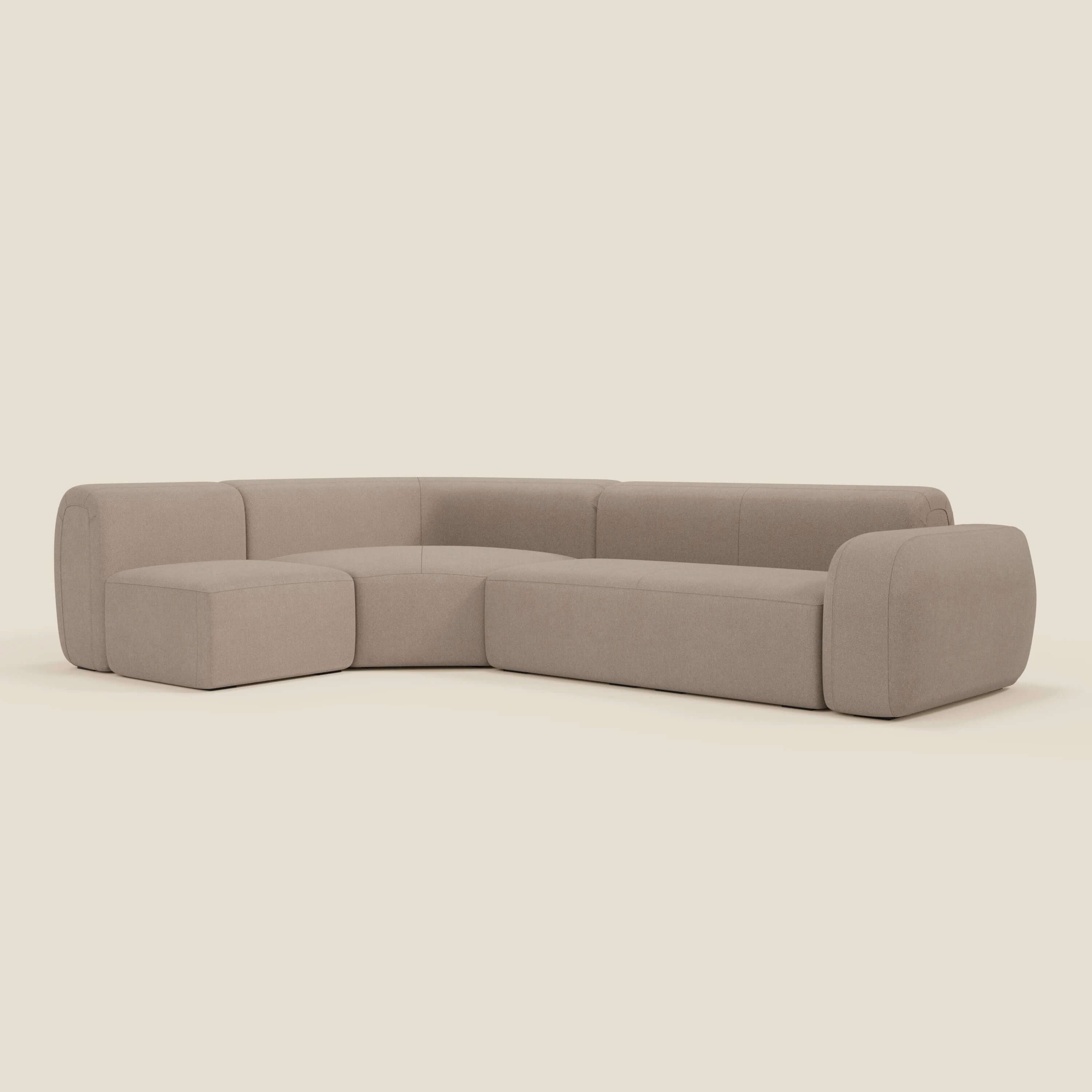 BonBon Ecksofa, modular und kombinierbar – abwaschbarer Stoff T23 graubeige