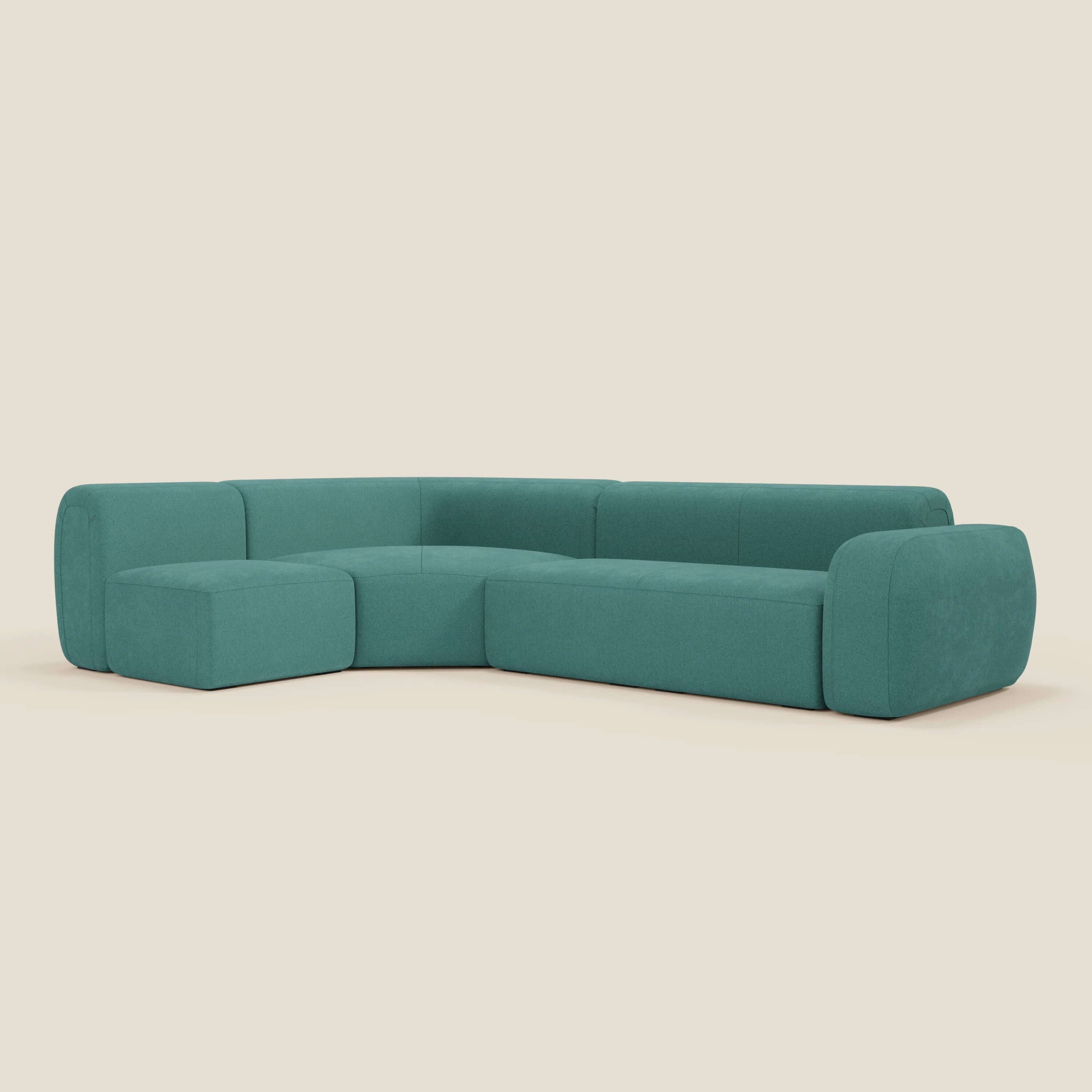 BonBon Ecksofa, modular und kombinierbar – abwaschbarer Stoff T23 aquamarin