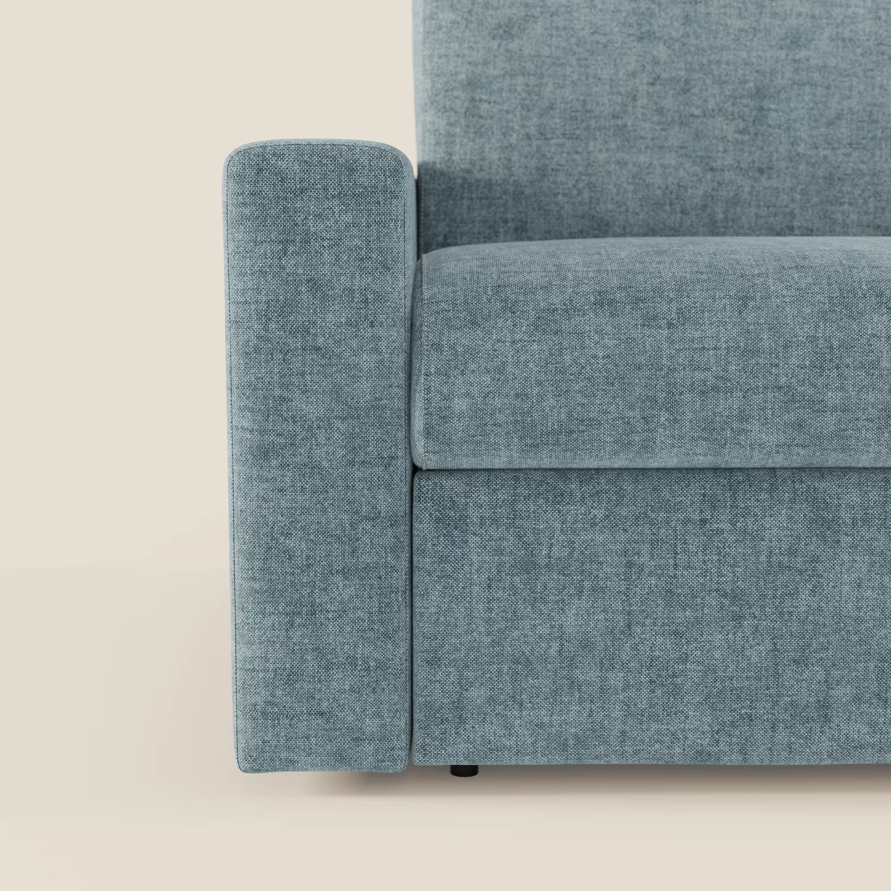Diomede Schlafsofa aus pflegeleichtem Samt mit abnehmbarem Bezug – modernes Design und Komfort in T35 baby blau