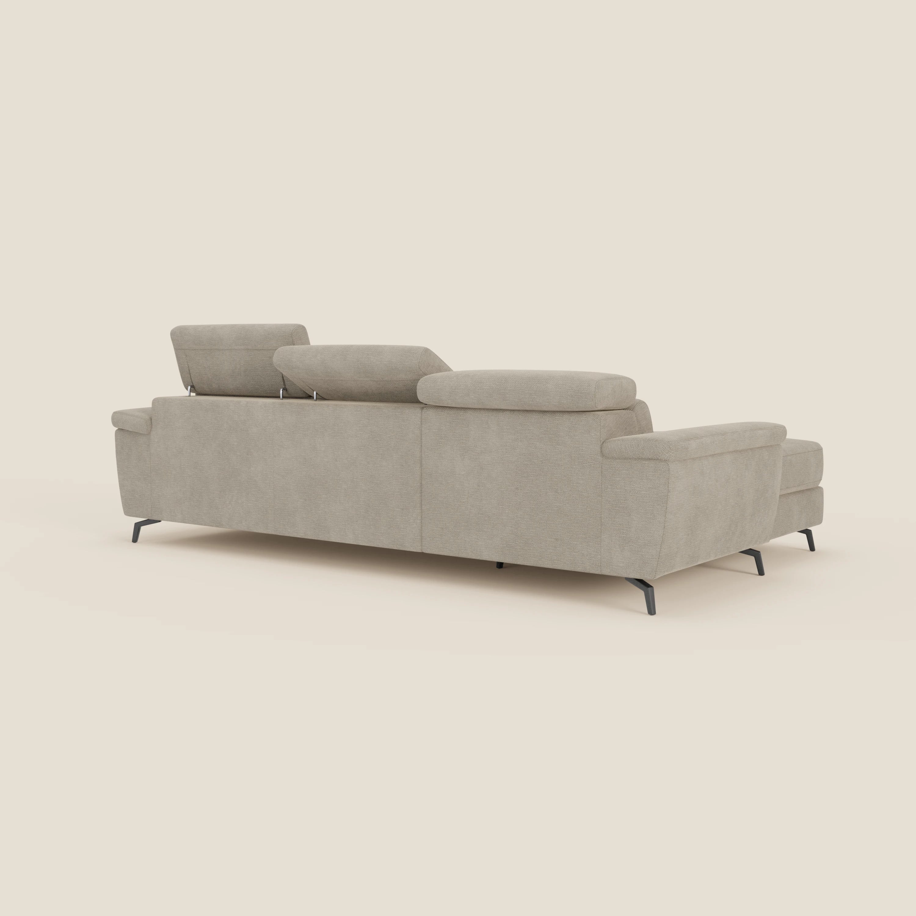 Estro Ausziehbares Sofa mit Chaiselongue und verstellbaren Kopfstützen aus wasserfestem Stoff T14 beige