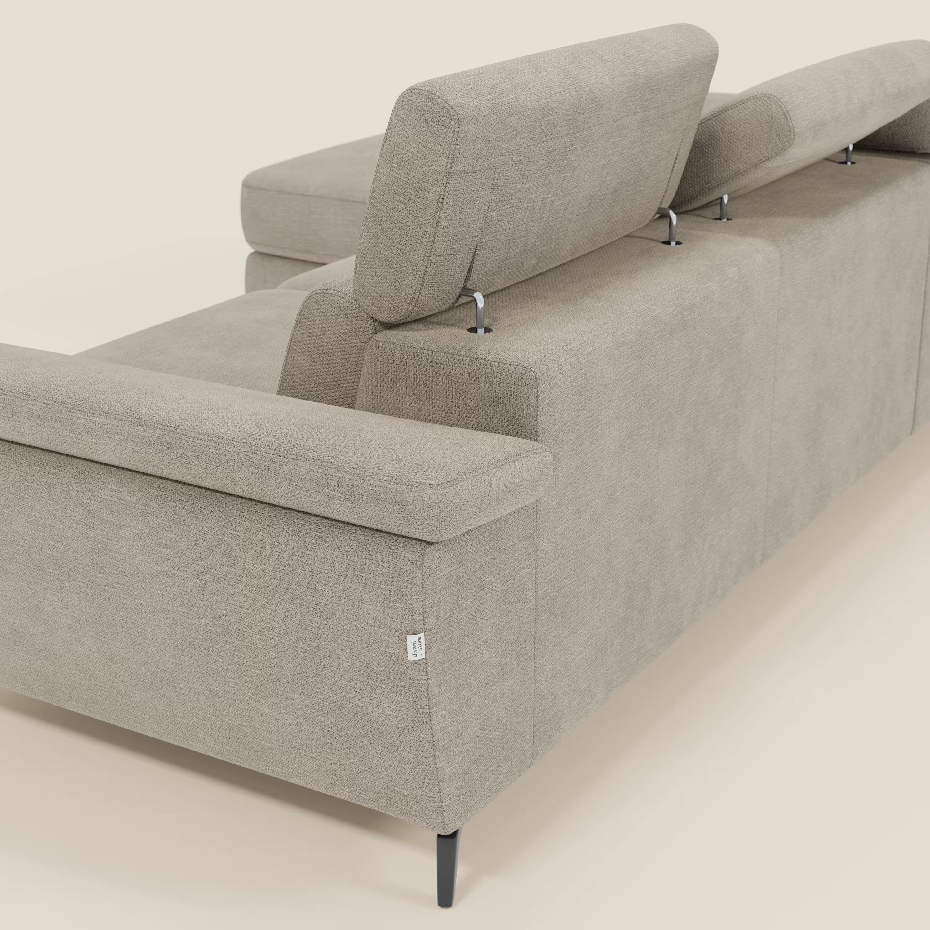 Estro Ausziehbares Sofa mit Chaiselongue und verstellbaren Kopfstützen aus wasserfestem Stoff T14 beige