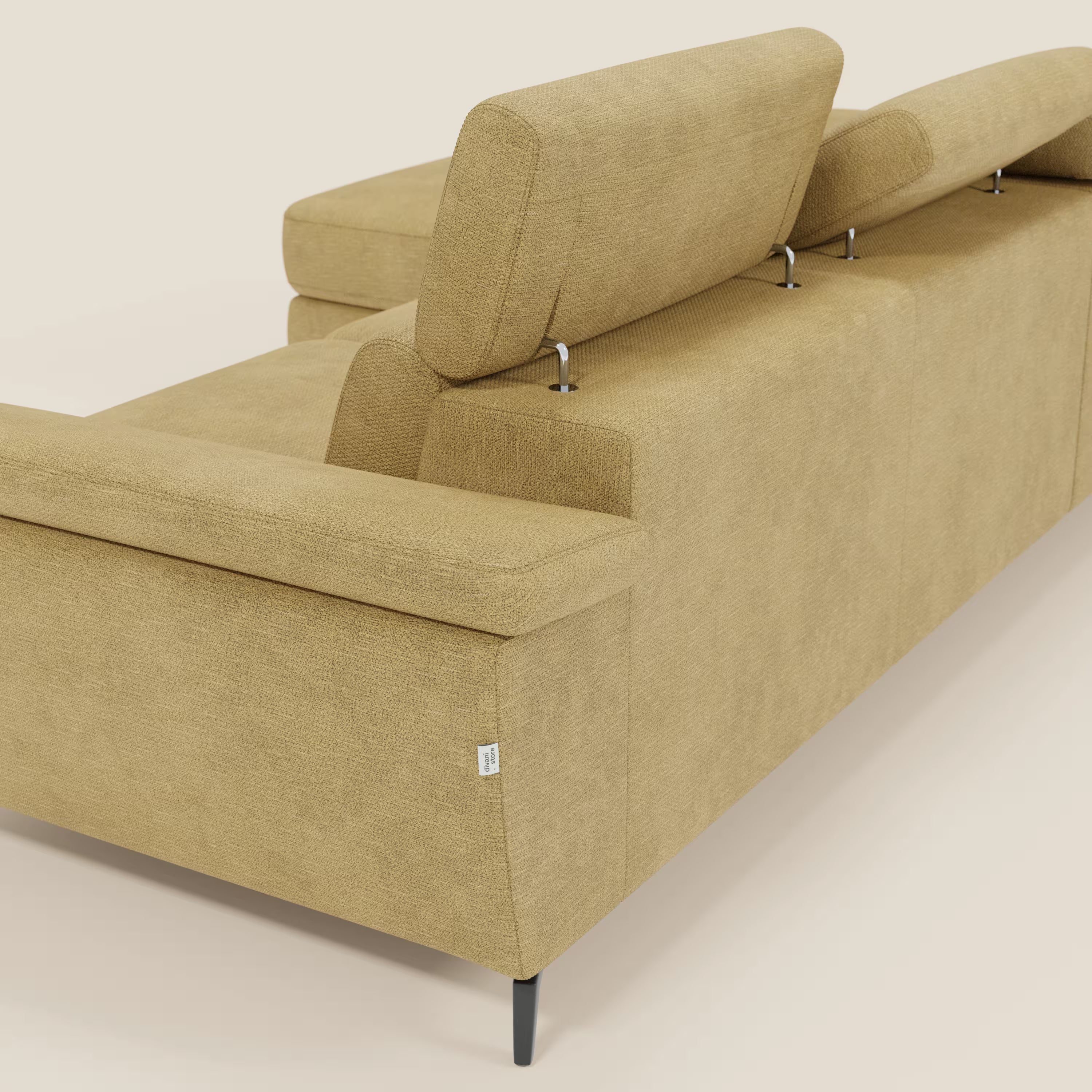 Estro Ausziehbares Sofa mit Chaiselongue und verstellbaren Kopfstützen aus wasserfestem Stoff T14 gelb