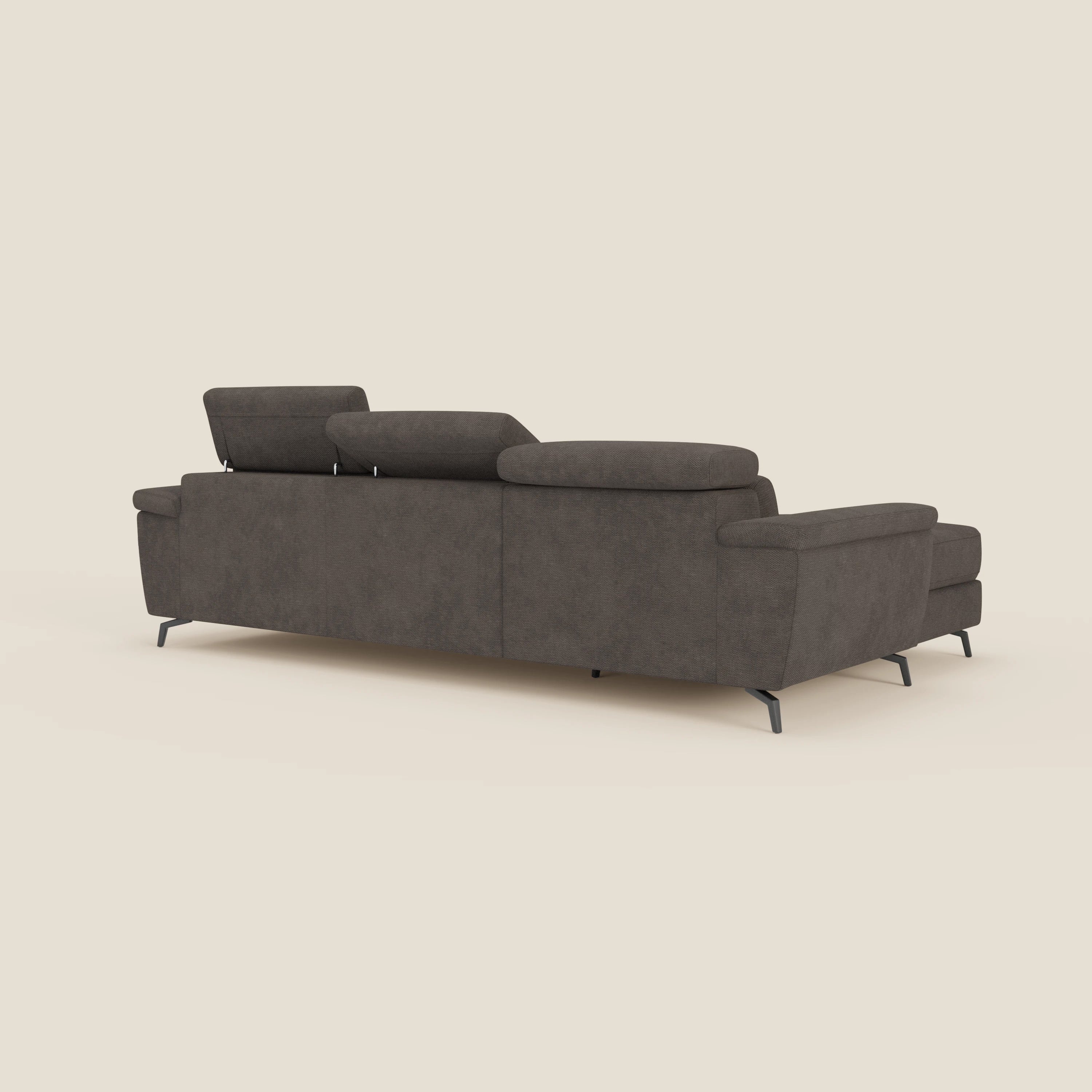 Estro Ausziehbares Sofa mit Chaiselongue und verstellbaren Kopfstützen aus wasserfestem Stoff T14 braun