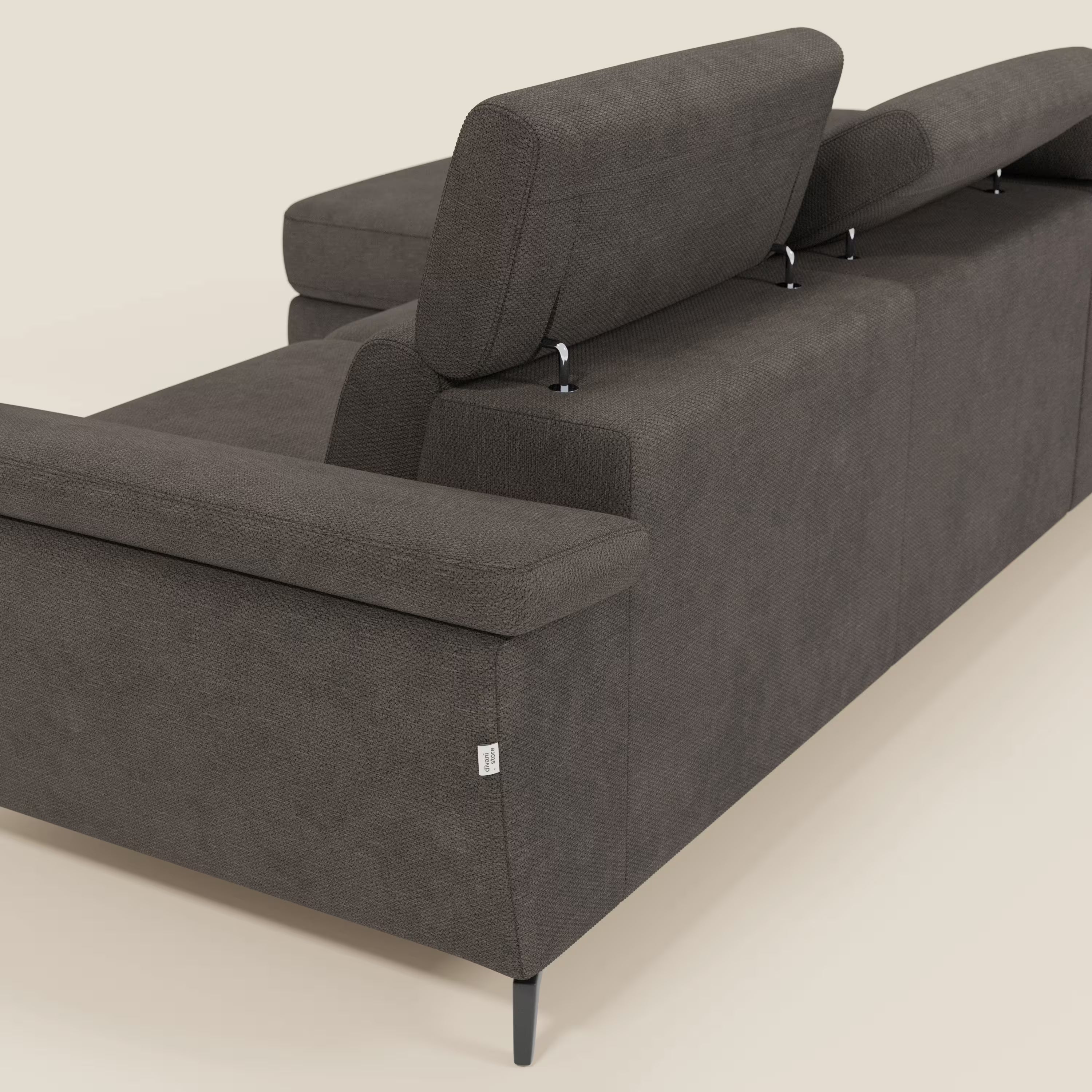 Estro Ausziehbares Sofa mit Chaiselongue und verstellbaren Kopfstützen aus wasserfestem Stoff T14 braun
