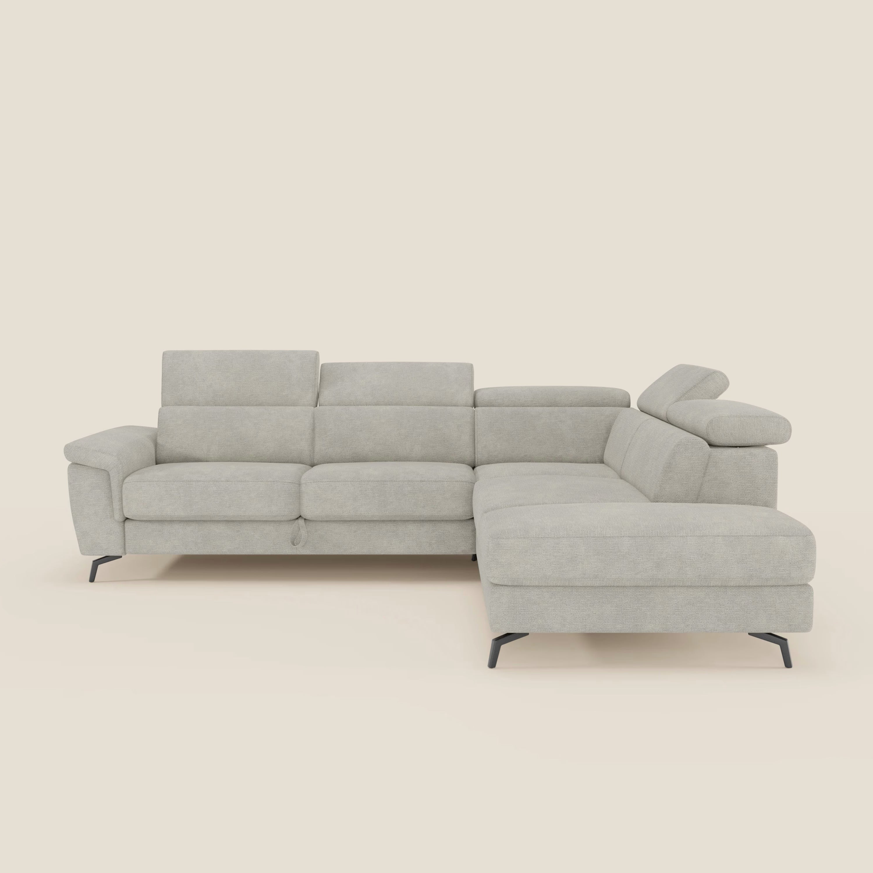 Estro Ecksofa mit Ausziehfunktion – verstellbare Kopfstützen aus wasserfestem Stoff T14