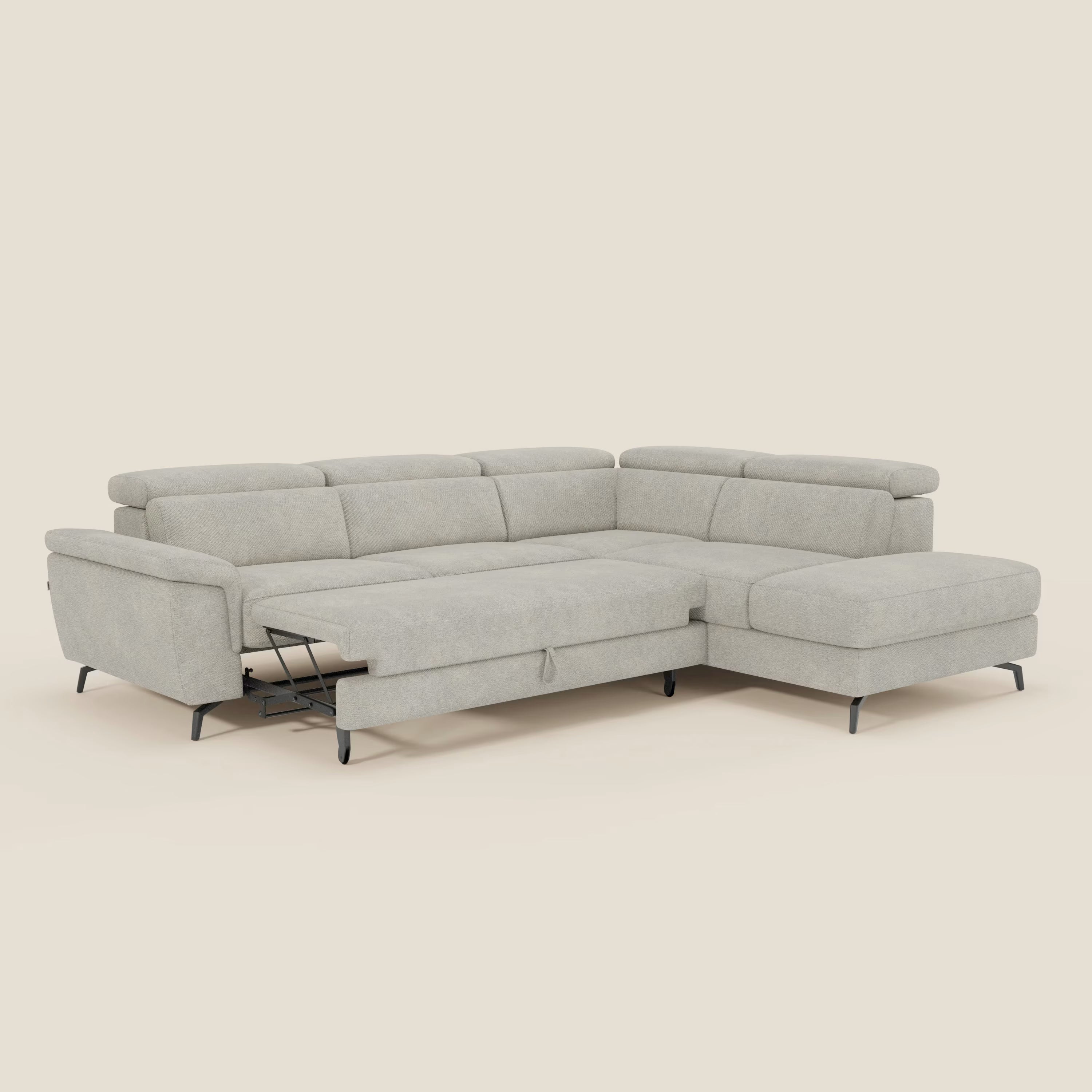 Estro Ecksofa mit Ausziehfunktion – verstellbare Kopfstützen aus wasserfestem Stoff T14