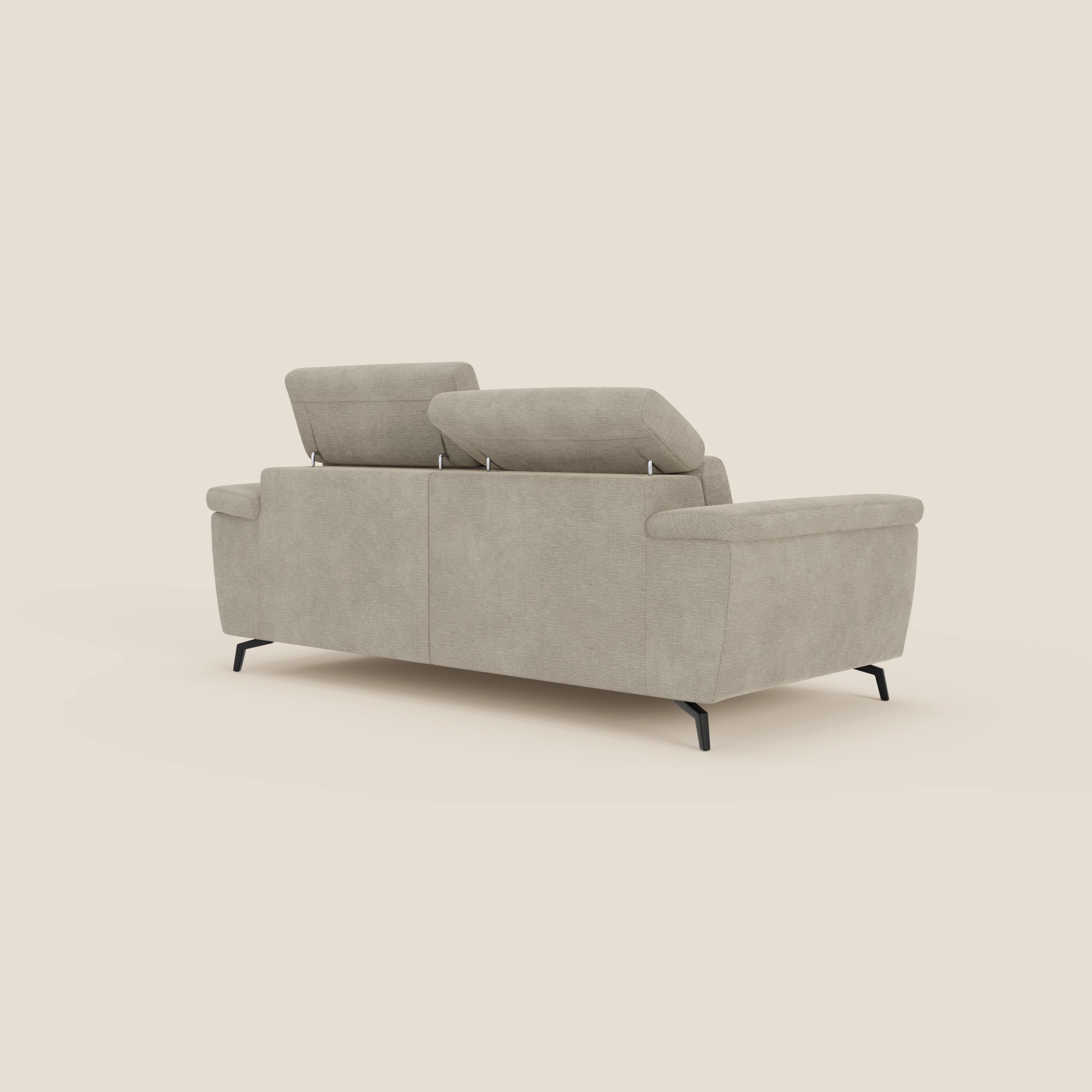 Estro 3-Sitzer-Sofa mit herausnehmbarem Hocker – verstellbare Kopfstützen aus wasserfester Stoff T14 beige