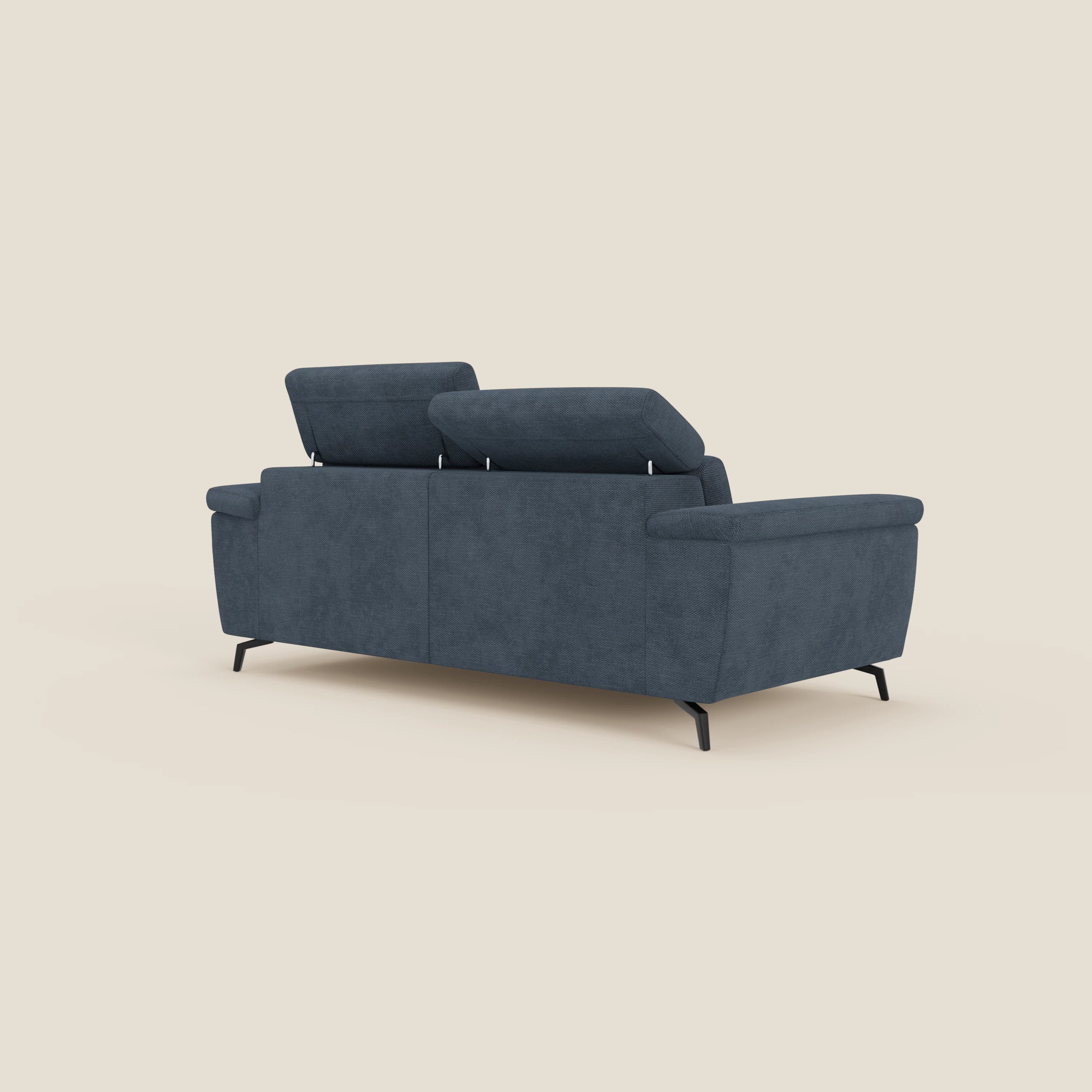 Estro 3-Sitzer-Sofa mit herausnehmbarem Hocker – verstellbare Kopfstützen aus wasserfester Stoff T14 blau