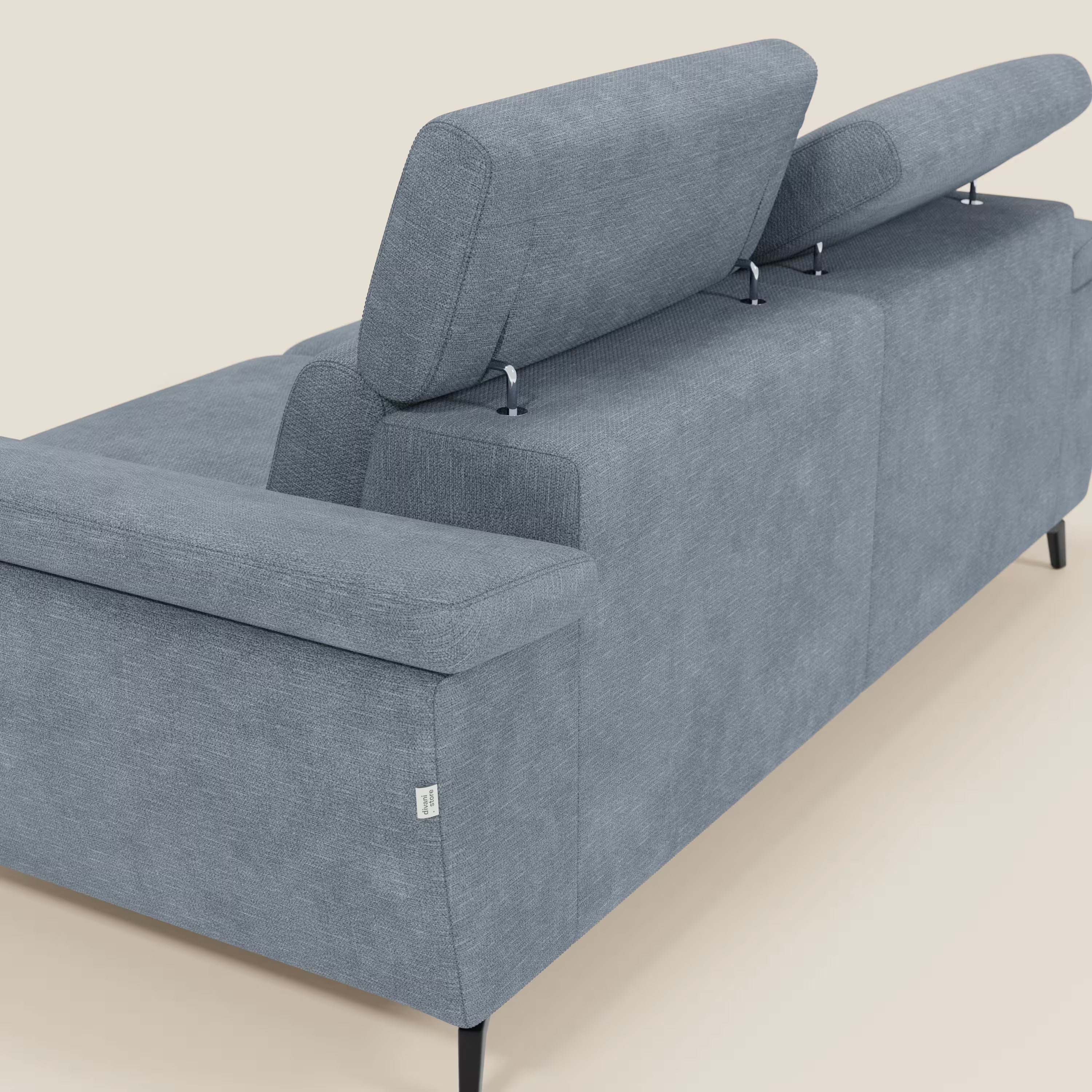 Estro 3-Sitzer-Sofa mit herausnehmbarem Hocker – verstellbare Kopfstützen aus wasserfester Stoff T14 baby blau