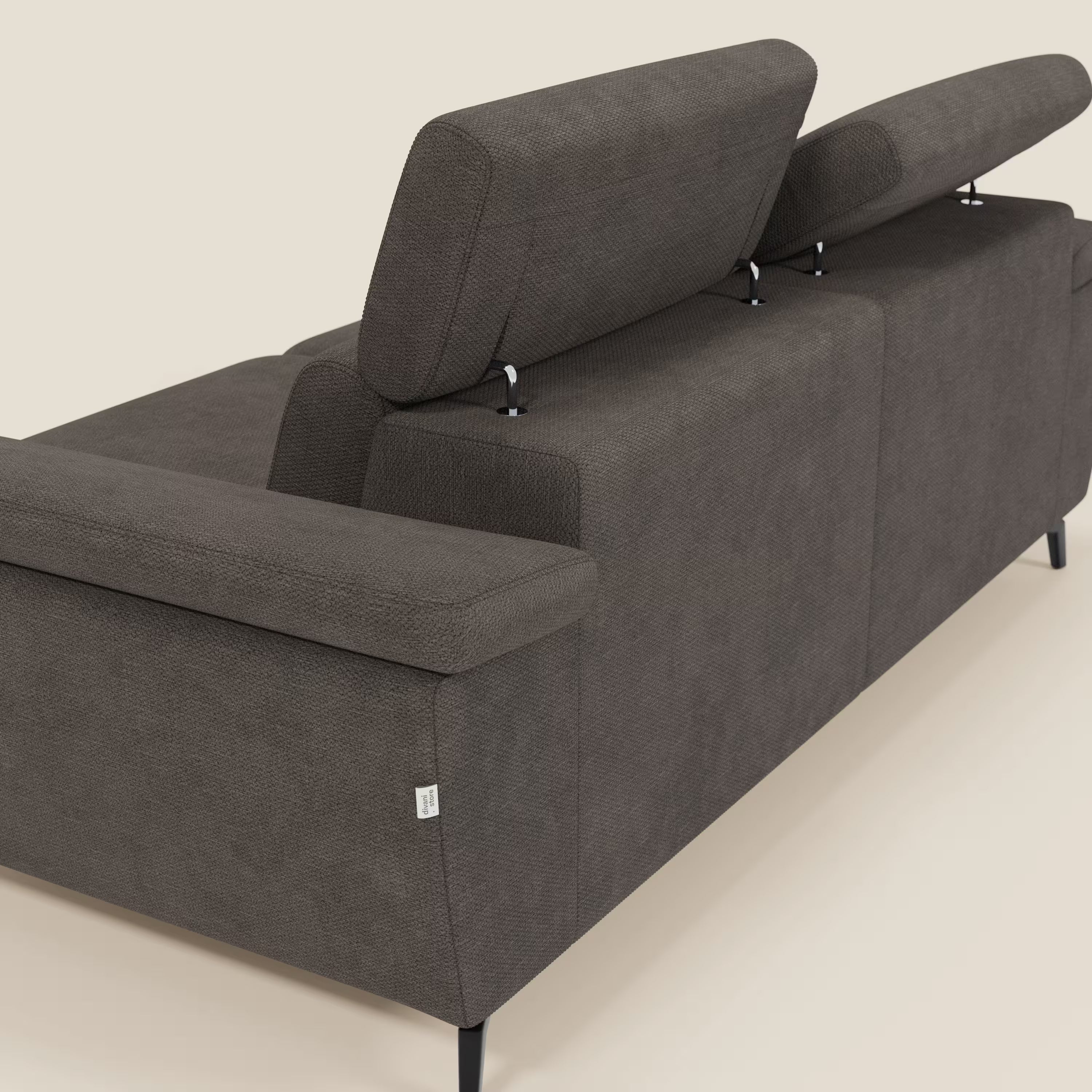 Estro 3-Sitzer-Sofa mit herausnehmbarem Hocker – verstellbare Kopfstützen aus wasserfester Stoff T14 braun