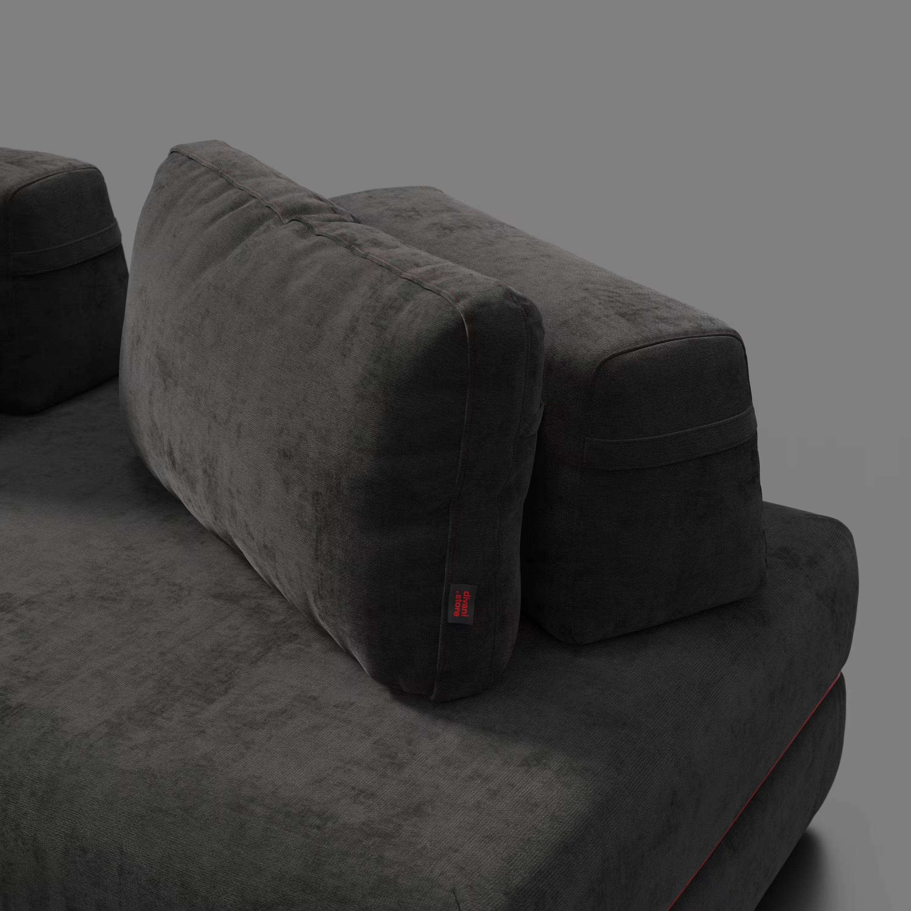 Rift Schlafsofa STRANGER THINGS Edition 2-Sitzer und 3-Sitzer mit beweglichen Rückenlehnen – 22 cm hohe Matratze und Memory- Foam aus abwaschbarem Stoff Anthrazit