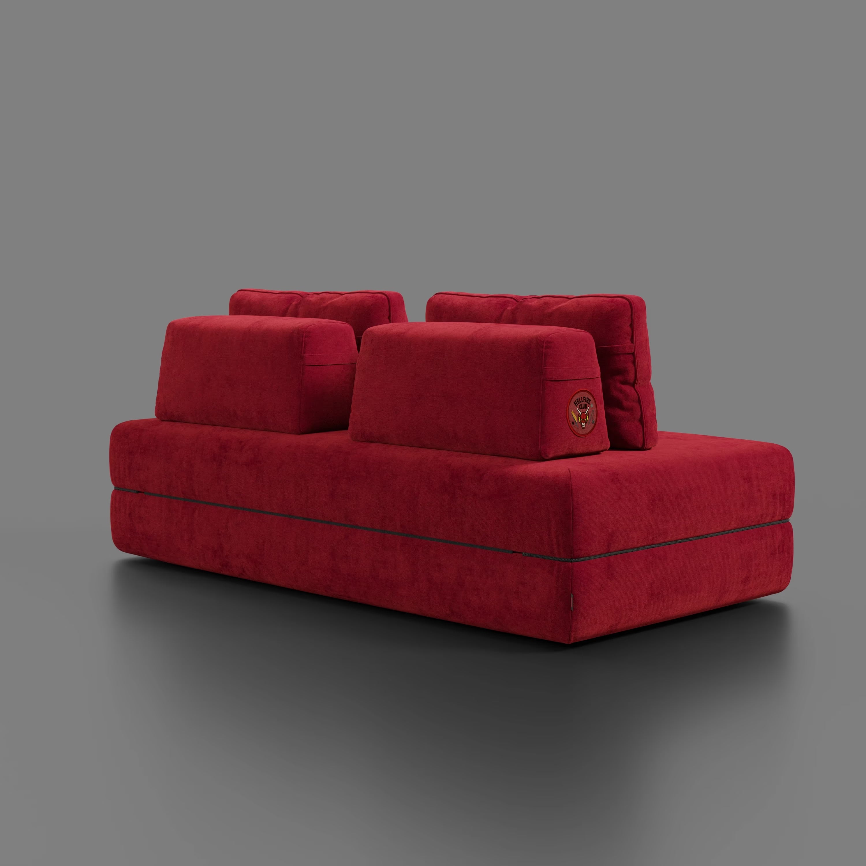 Rift Schlafsofa STRANGER THINGS Edition 2-Sitzer und 3-Sitzer mit beweglichen Rückenlehnen – 22 cm hohe Matratze und Memory- Foam aus abwaschbarem Stoff rot