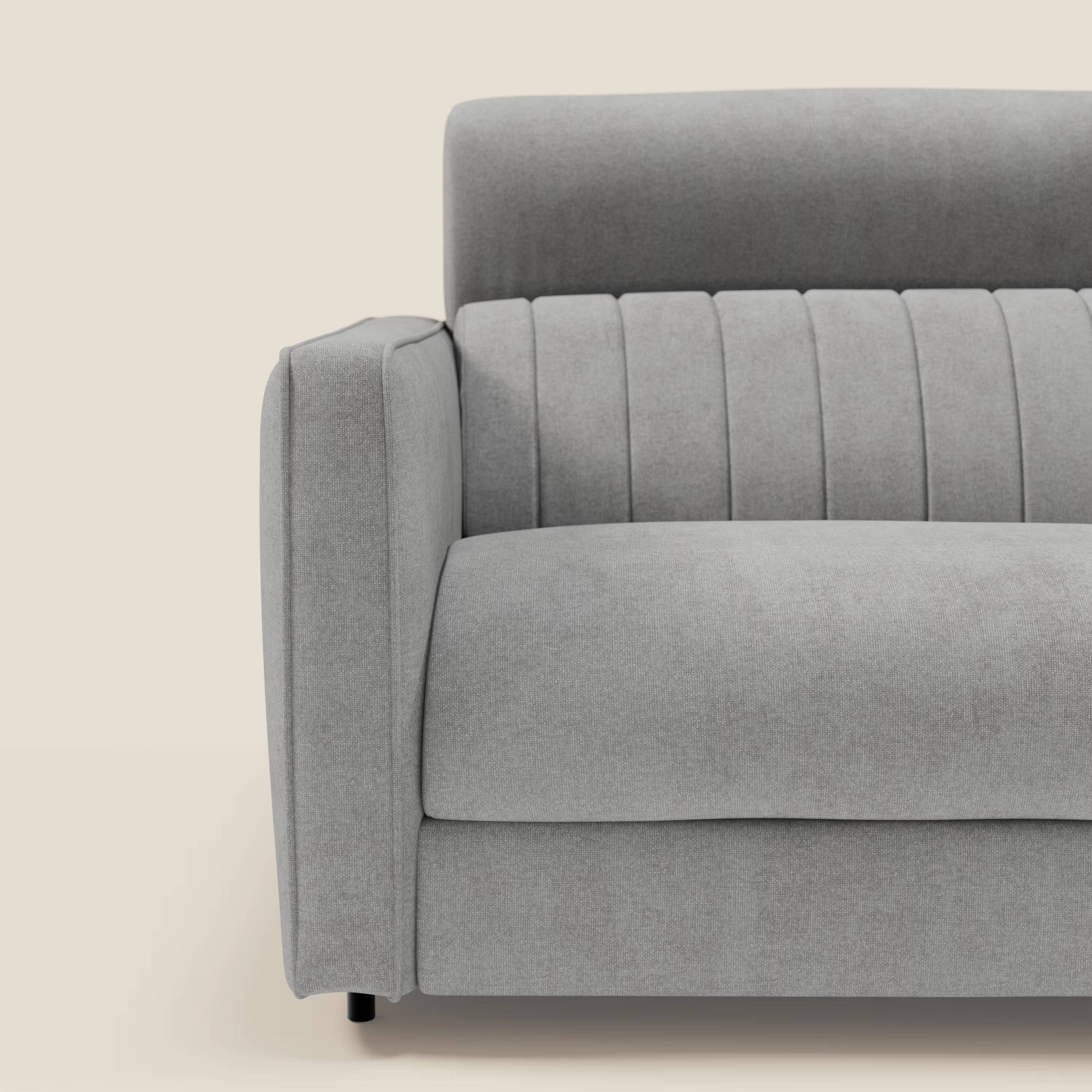 Nivon Modernes Schlafsofa mit Kopfstütze aus abwaschbarem Stoff T25 grau