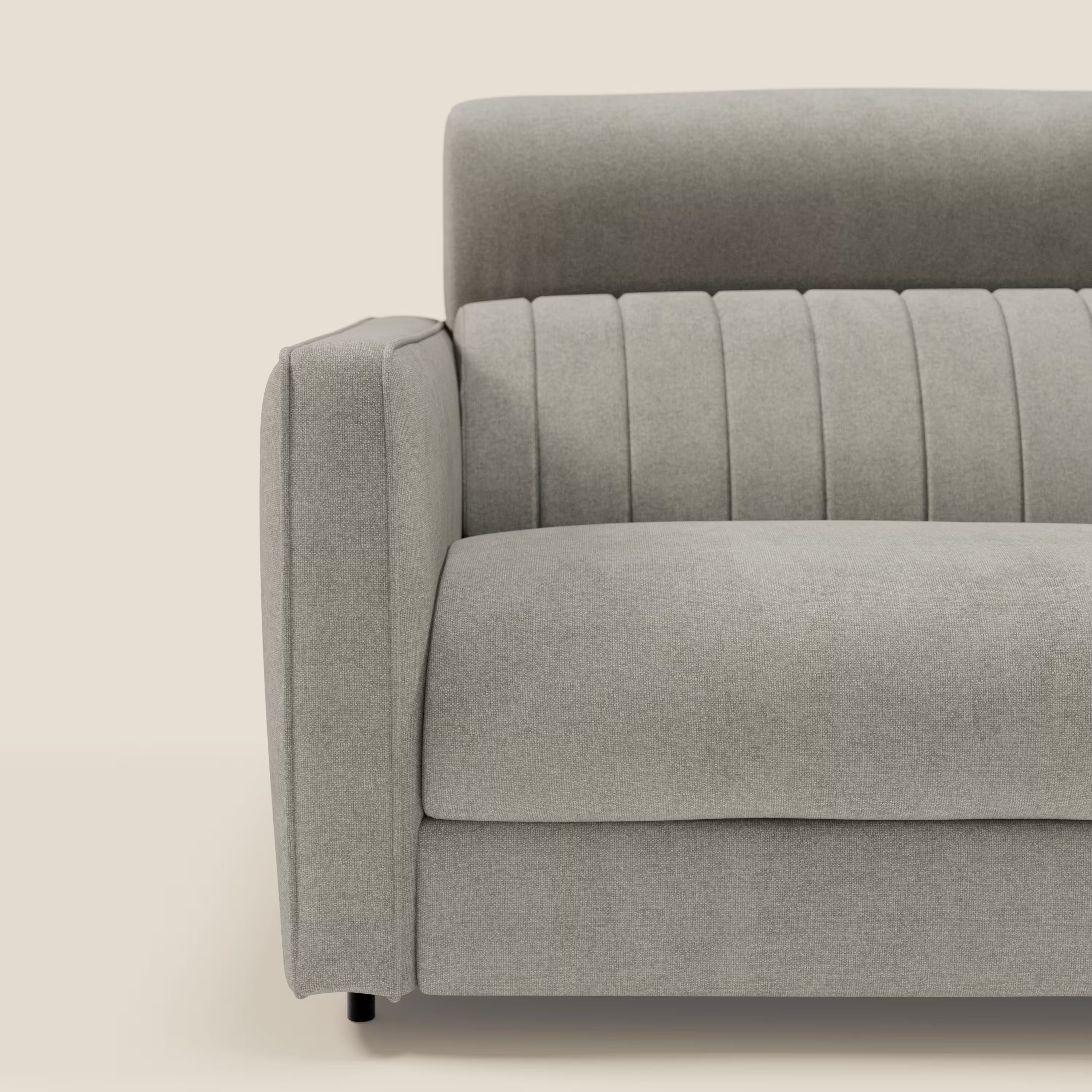 Nivon Modernes Schlafsofa mit Kopfstütze aus abwaschbarem Stoff T25 graubeige