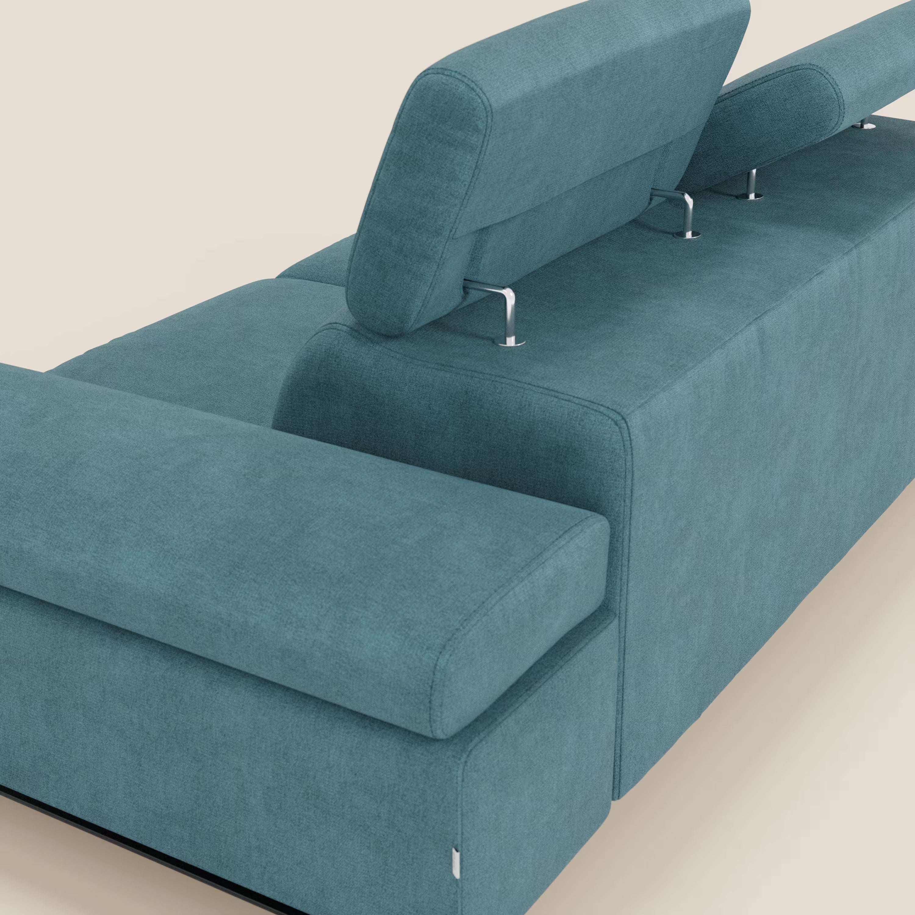 Zayana 3-Sitzer-Sofa mit ausziehbarem Element – verstellbare Armlehnen und Kopfstützen aus wasserfestem Stoff T02 hellblau