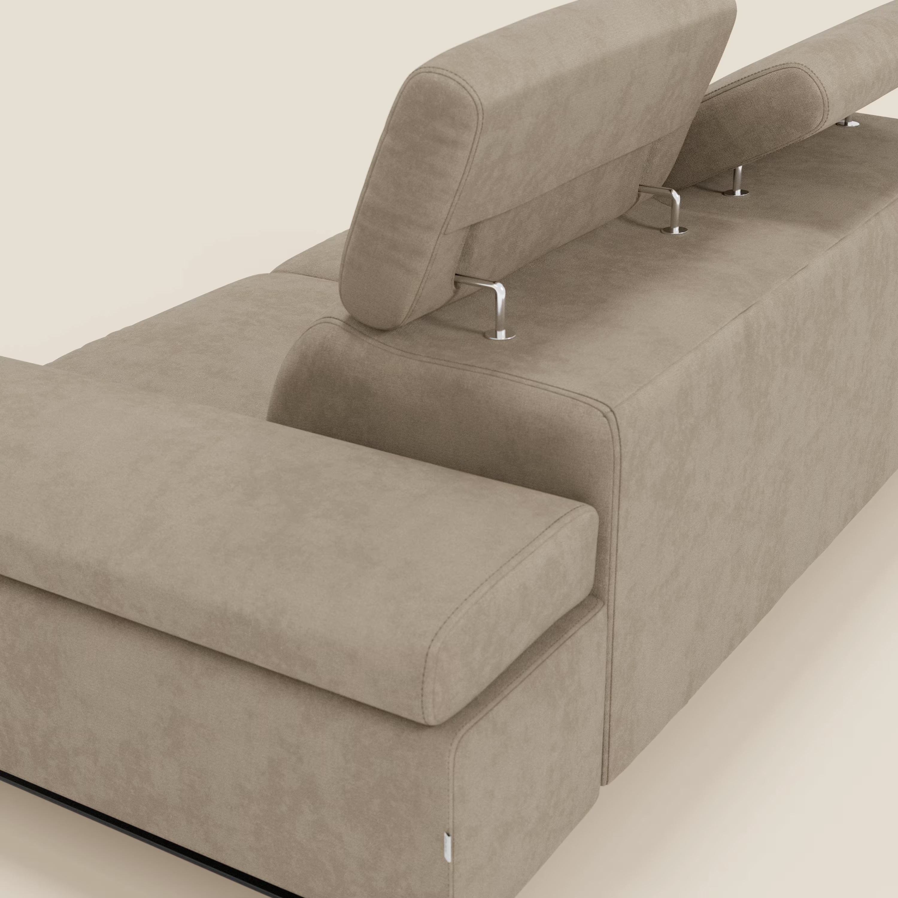 Zayana 3-Sitzer-Sofa mit ausziehbarem Element – verstellbare Armlehnen und Kopfstützen aus wasserfestem Stoff T02 beige