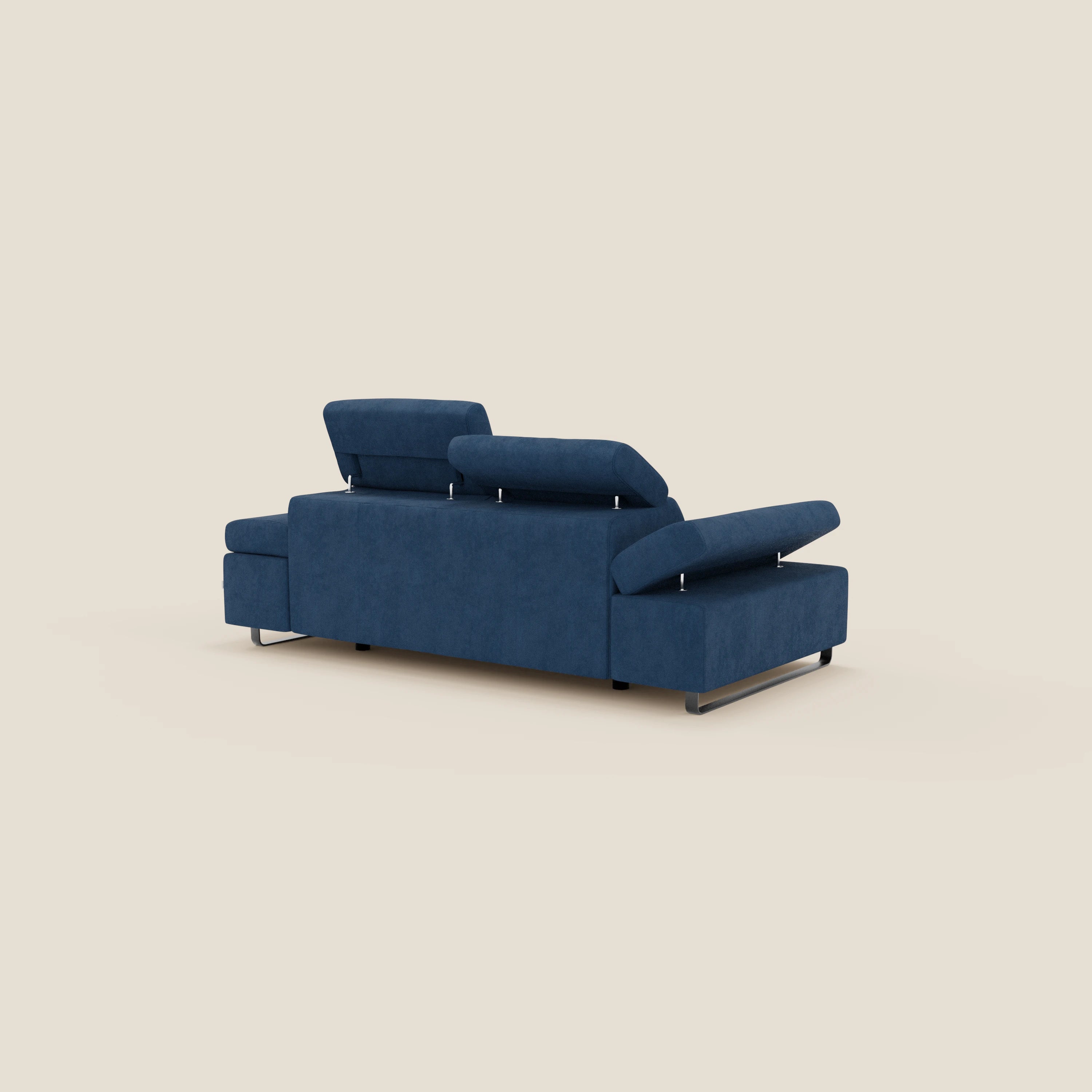 Zayana 3-Sitzer-Sofa mit ausziehbarem Element – verstellbare Armlehnen und Kopfstützen aus wasserfestem Stoff T02 blau