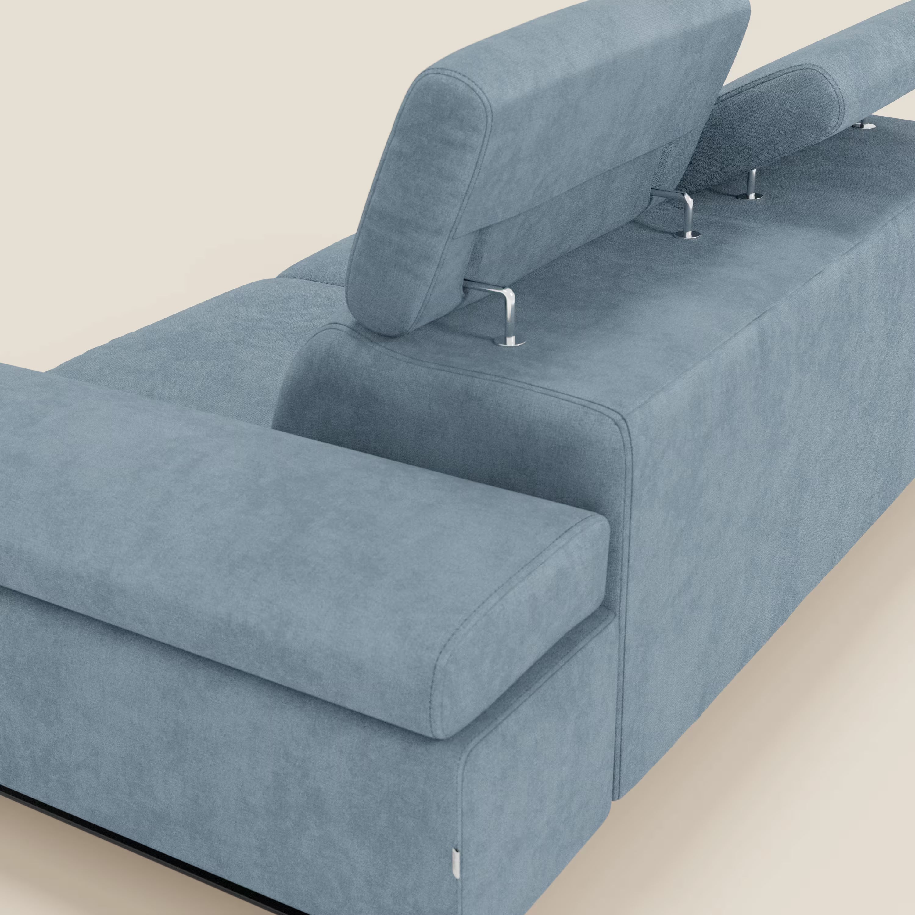 Zayana 3-Sitzer-Sofa mit ausziehbarem Element – verstellbare Armlehnen und Kopfstützen aus wasserfestem Stoff T02 baby blau