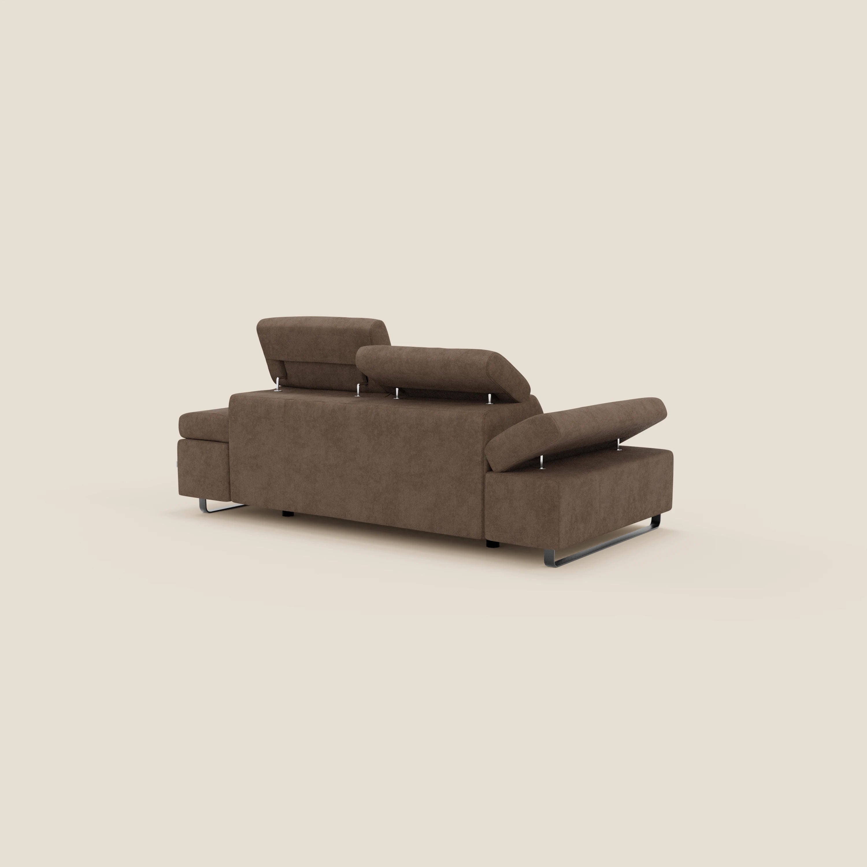 Zayana 3-Sitzer-Sofa mit ausziehbarem Element – verstellbare Armlehnen und Kopfstützen aus wasserfestem Stoff T02 braun