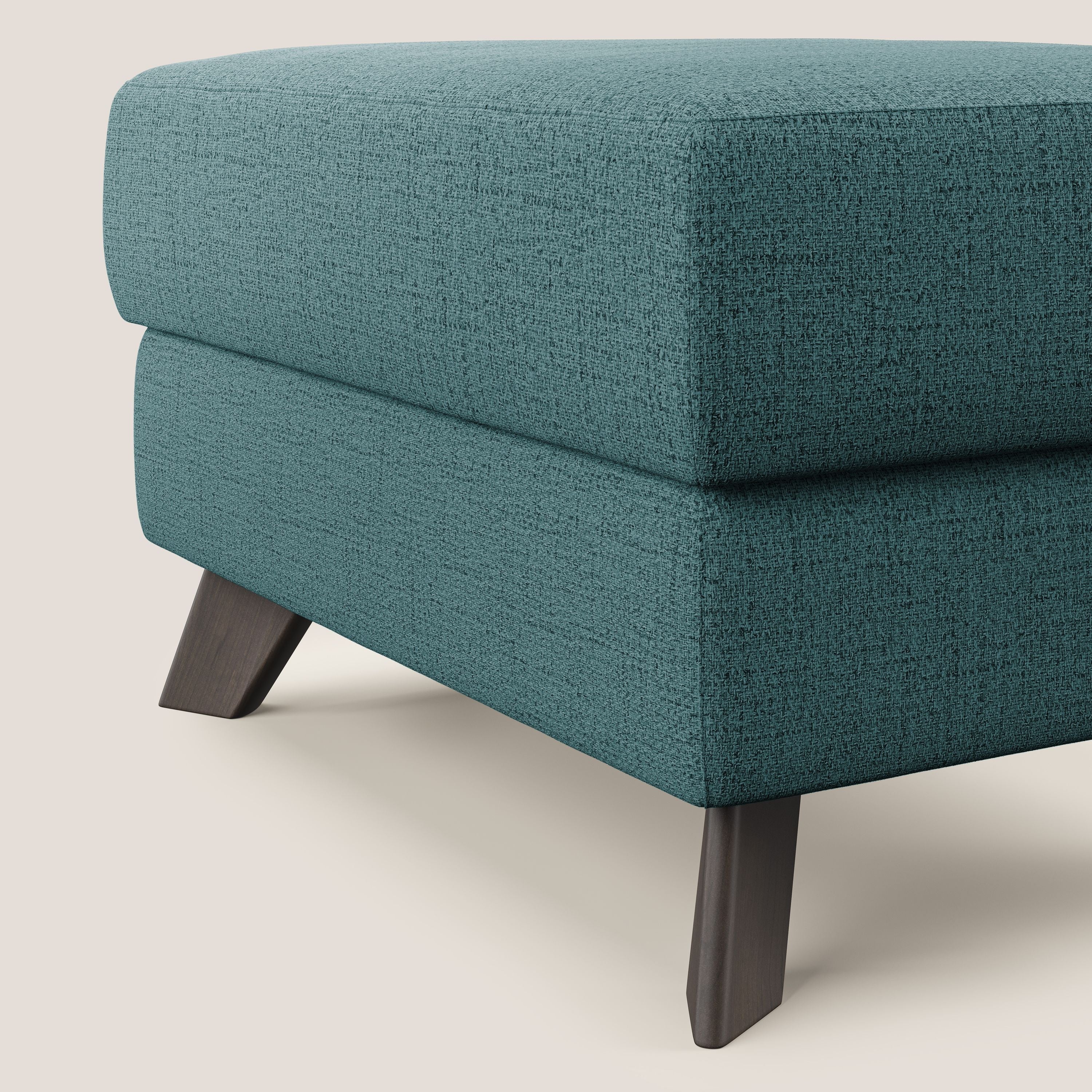 Moon Pouf contenitore e piedini alti in tessuto morbido impermeabile fiammato T03 azzurro - divani.store