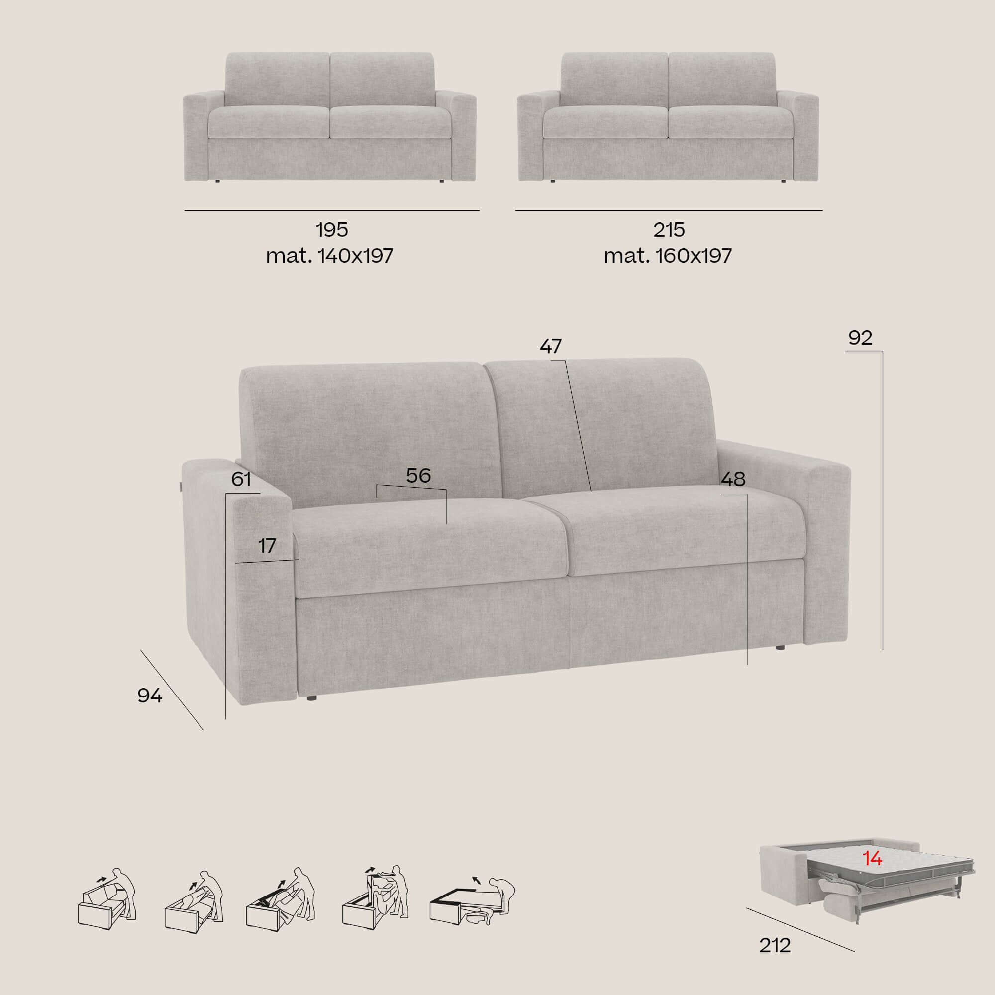 Diomede Schlafsofa aus pflegeleichtem Samt mit abnehmbarem Bezug – modernes Design und Komfort in T35 baby blau