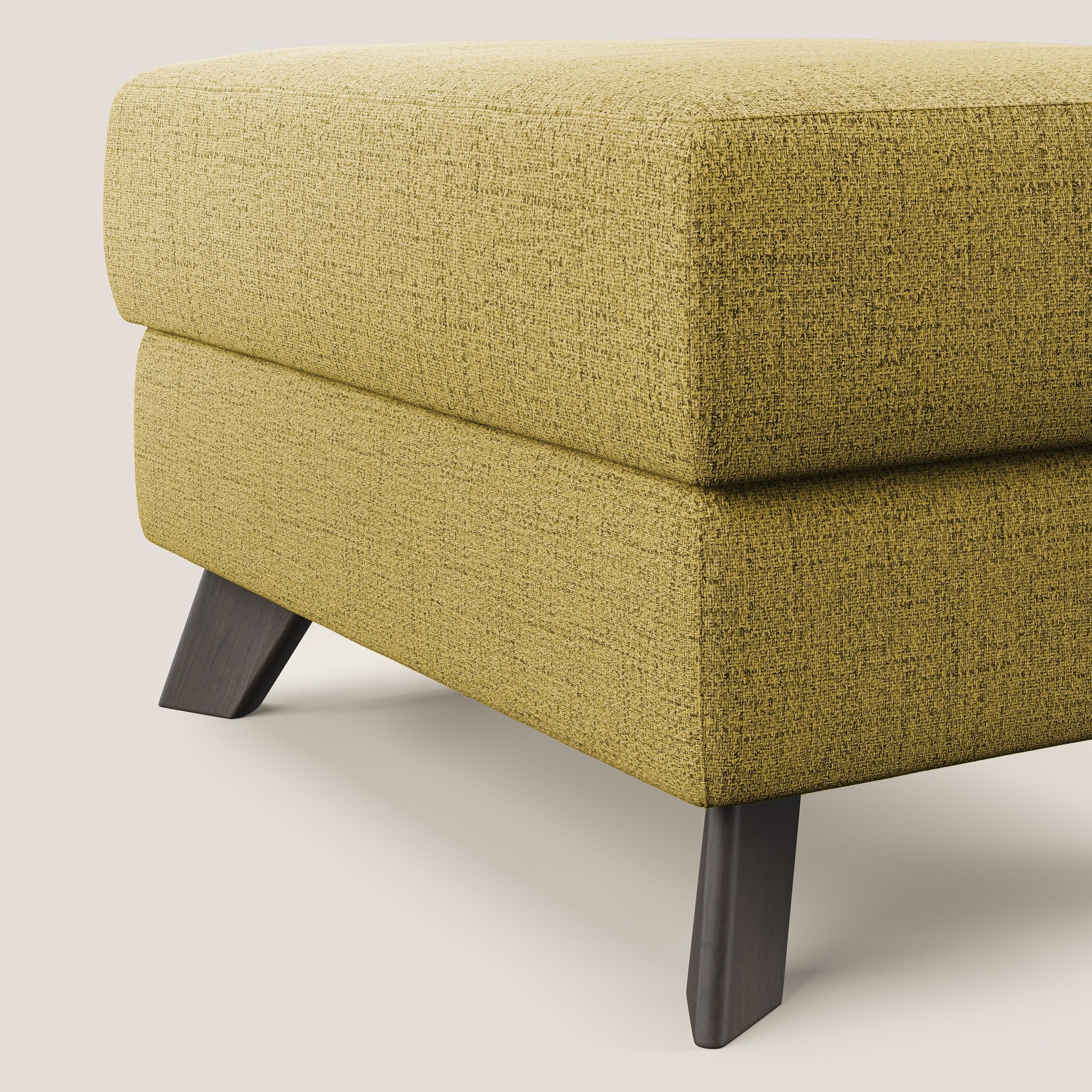 Moon Pouf contenitore e piedini alti in tessuto morbido impermeabile fiammato T03 giallo - divani.store