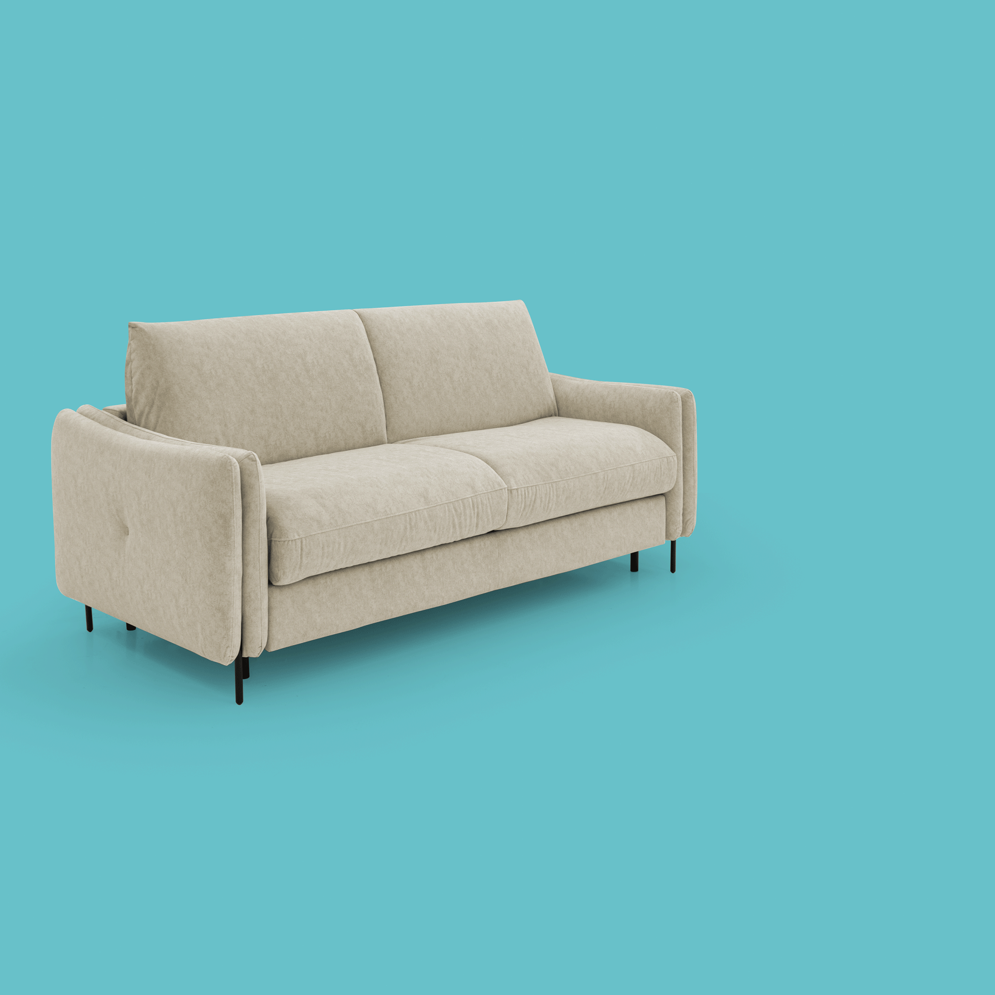 Gregory Divano letto con materasso h18 cm in microfibra effetto velluto impermeabile T09 beige - divani.store