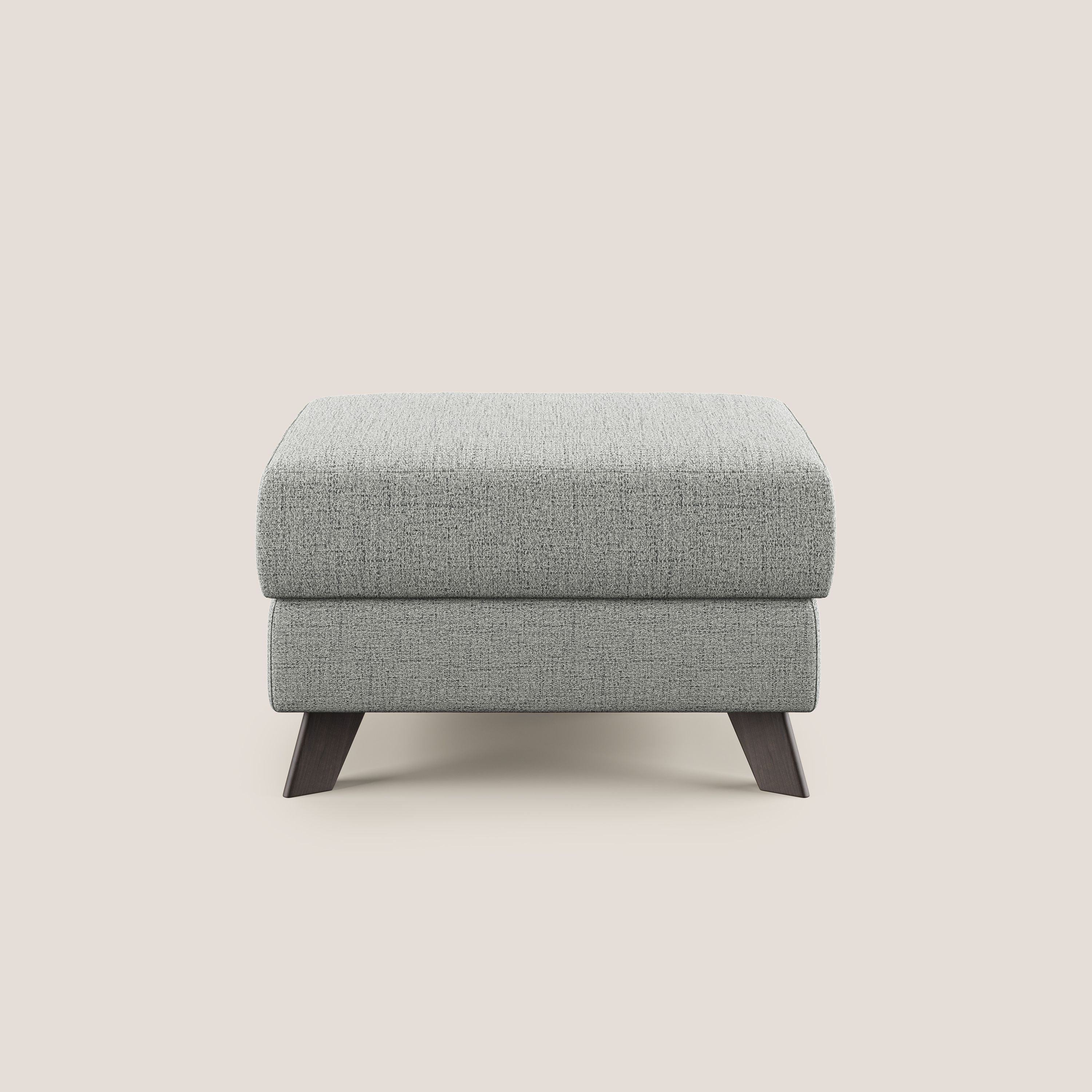 Moon Pouf contenitore e piedini alti in tessuto morbido impermeabile fiammato T03 grigio chiaro - divani.store