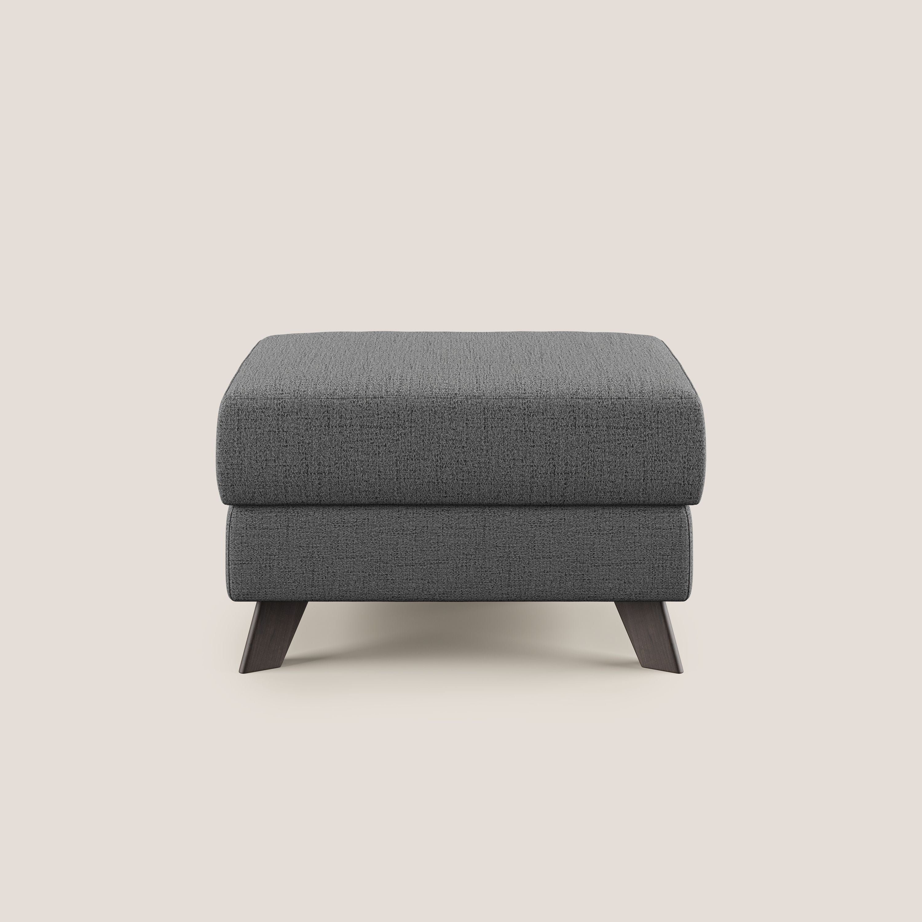 Moon Pouf contenitore e piedini alti in tessuto morbido impermeabile fiammato T03 grigio - divani.store