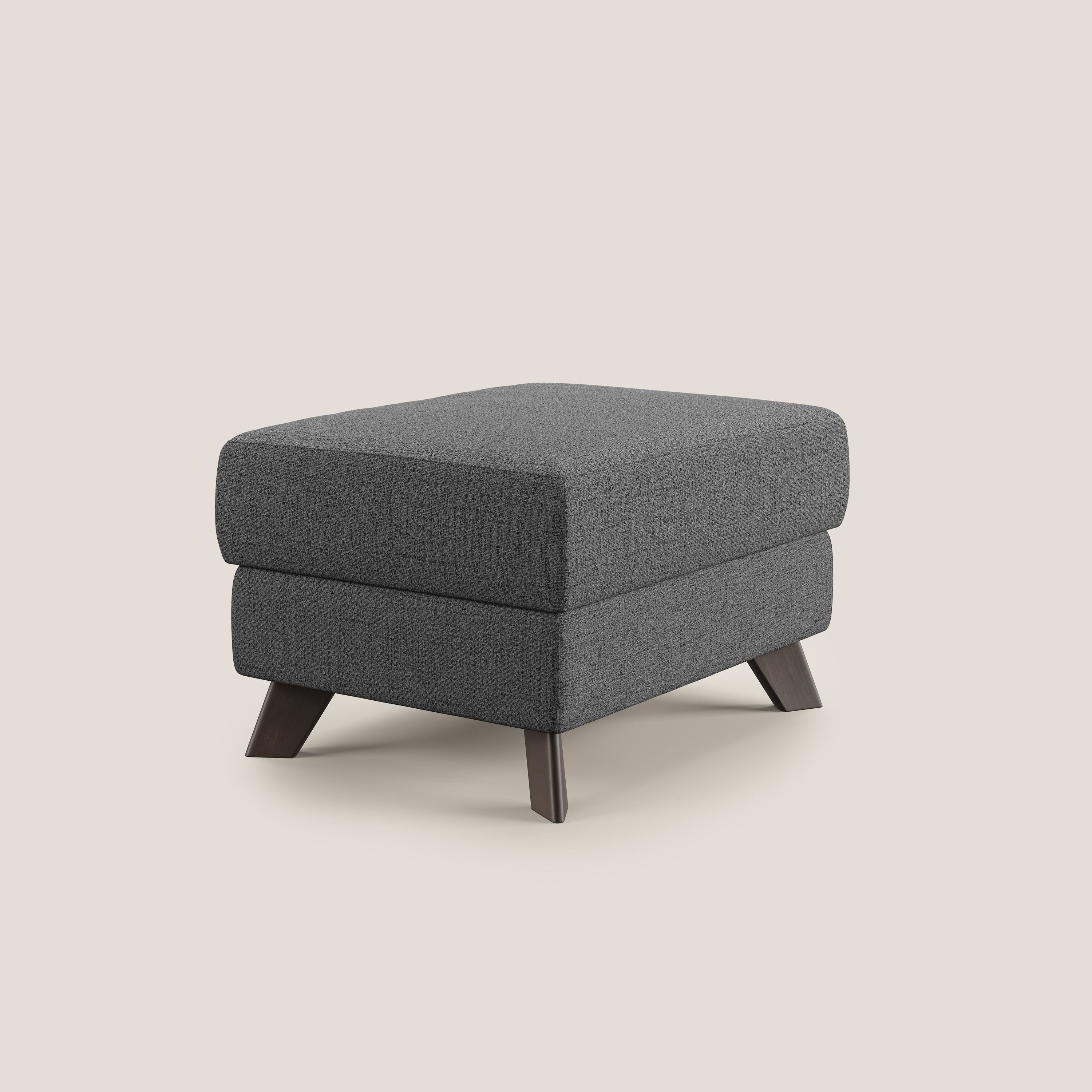 Moon Pouf contenitore e piedini alti in tessuto morbido impermeabile fiammato T03 grigio - divani.store