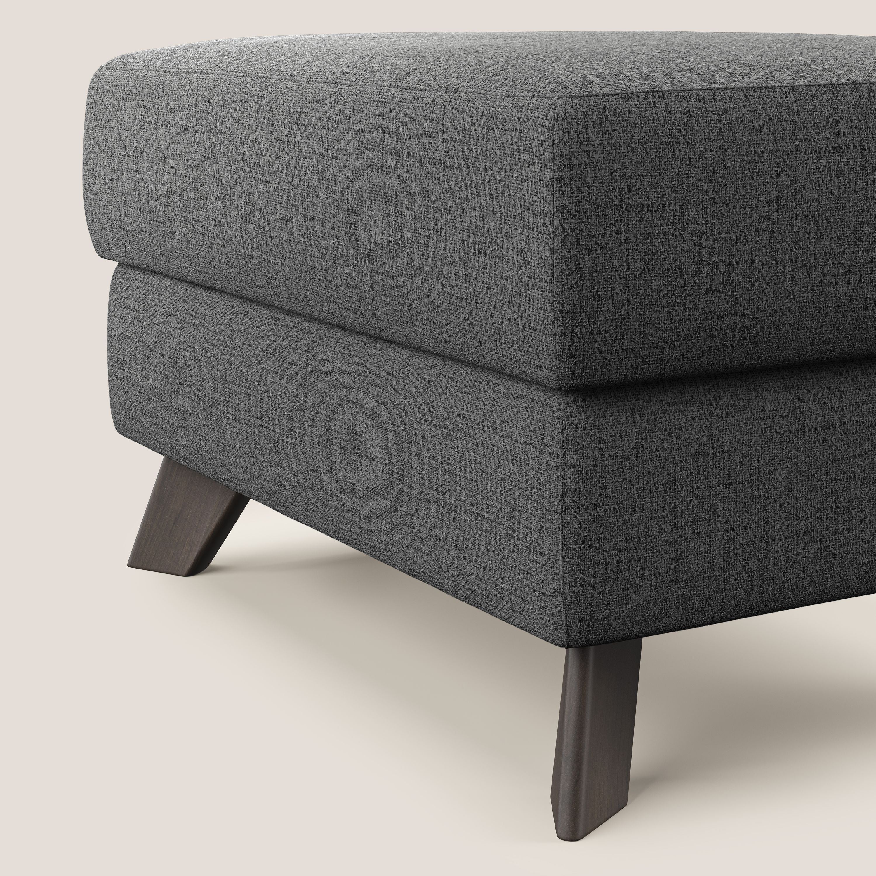 Moon Pouf contenitore e piedini alti in tessuto morbido impermeabile fiammato T03 grigio - divani.store