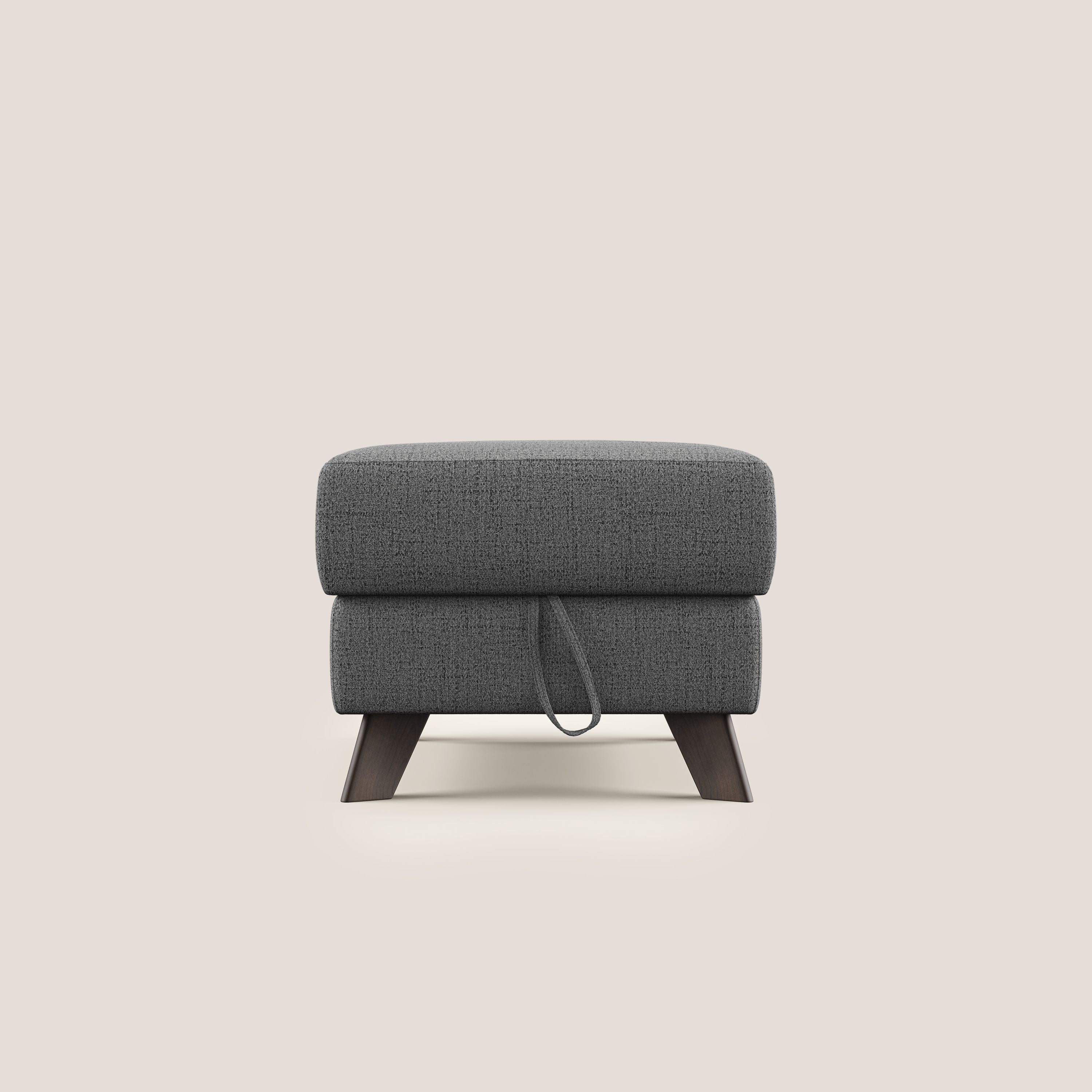 Moon Pouf contenitore e piedini alti in tessuto morbido impermeabile fiammato T03 grigio - divani.store