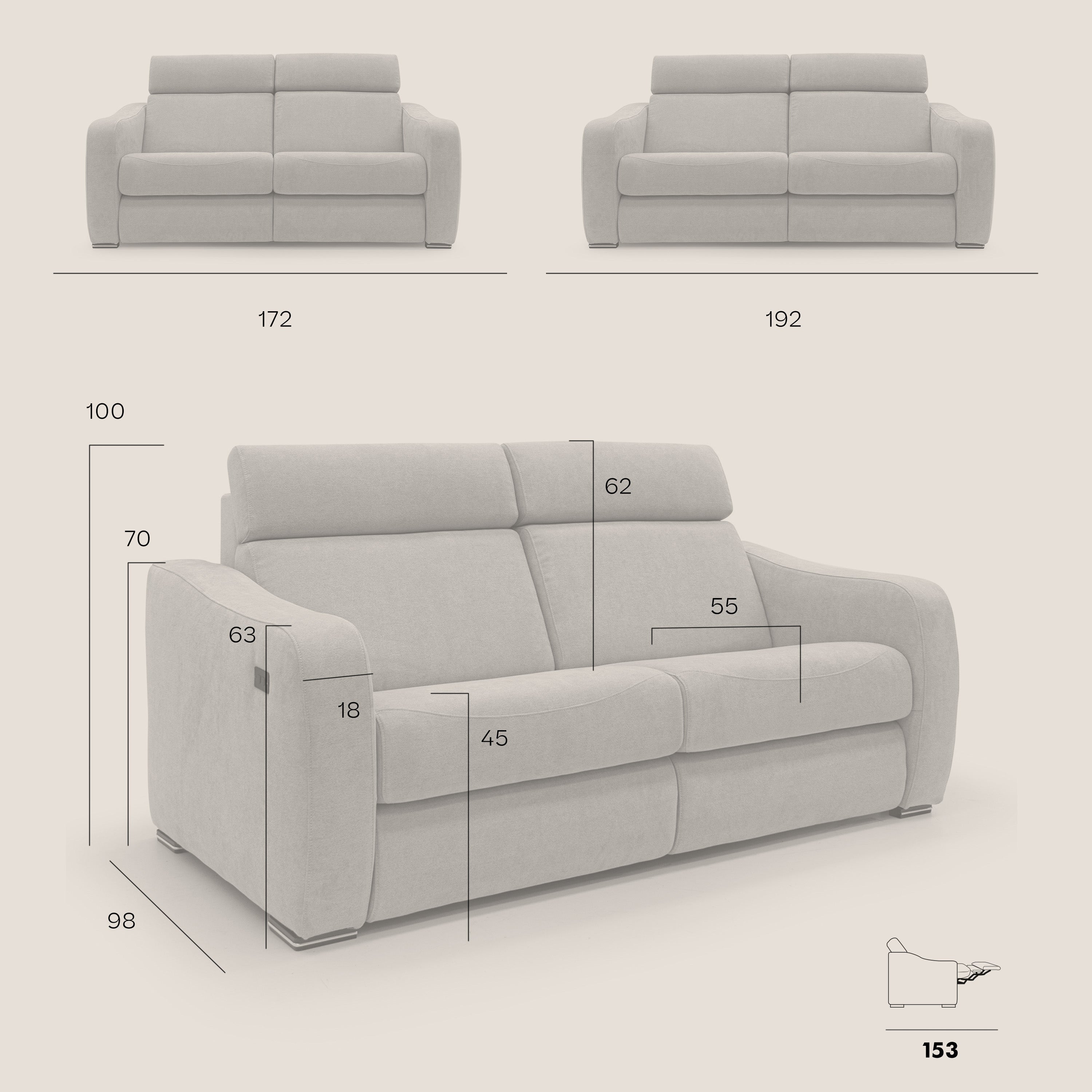 Gummy Divano con meccanismo relax elettrico giallo - divani.store